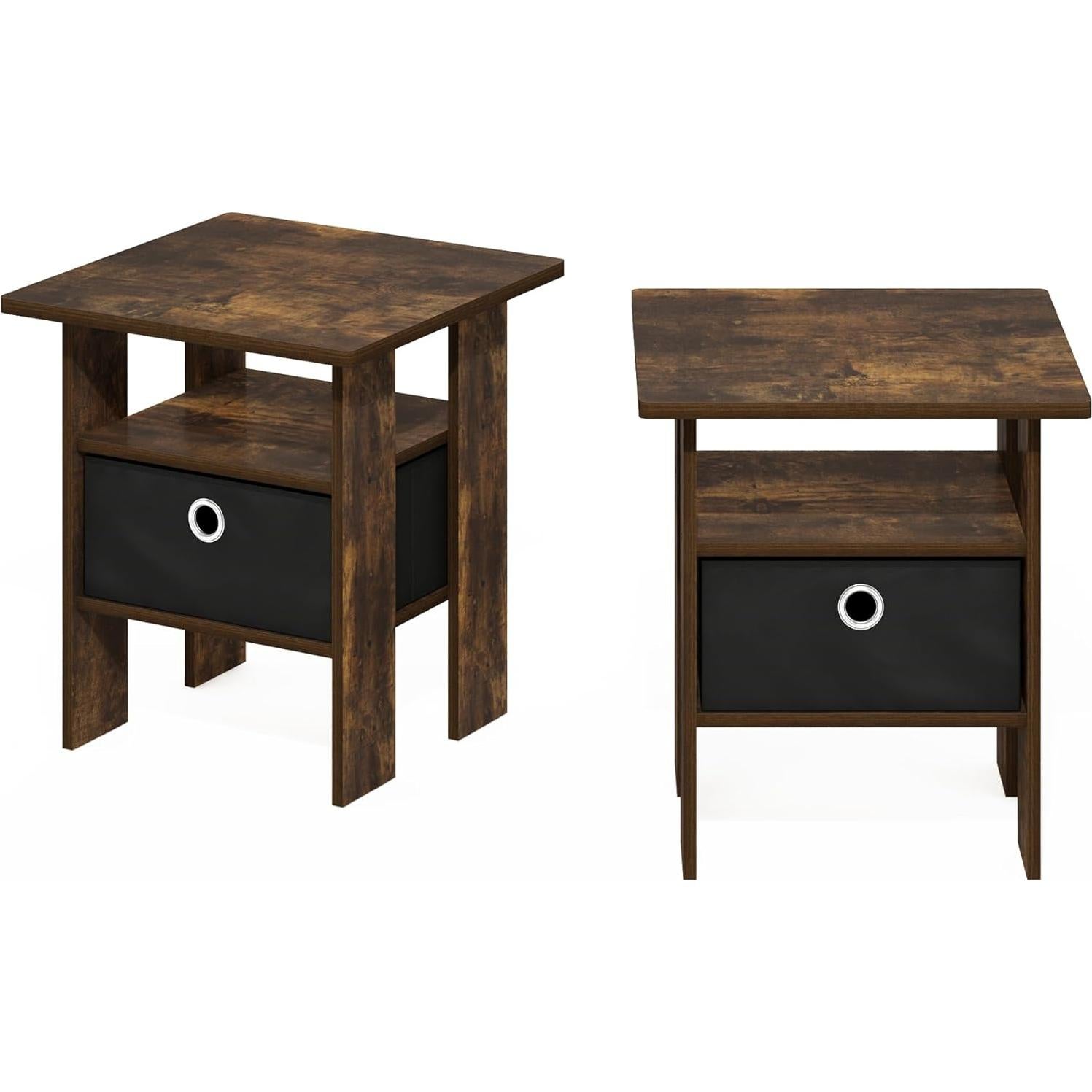 Mesa de Noche Furinno Andrey con Cajón Bin, Pino Ámbar