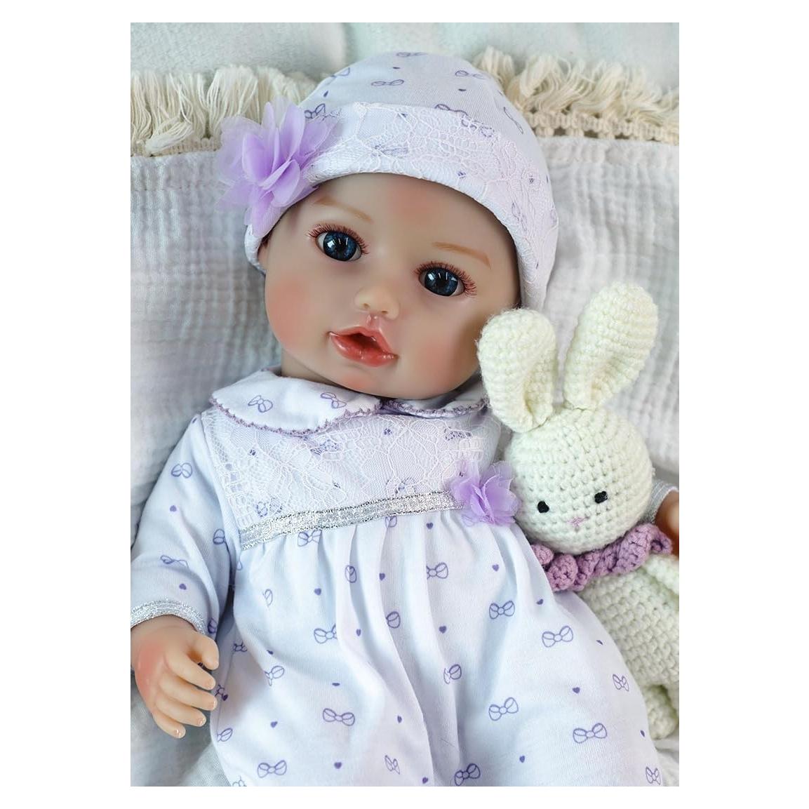 Muñeca Bebé Realista SCOM 40.64 cm con Accesorios Morado