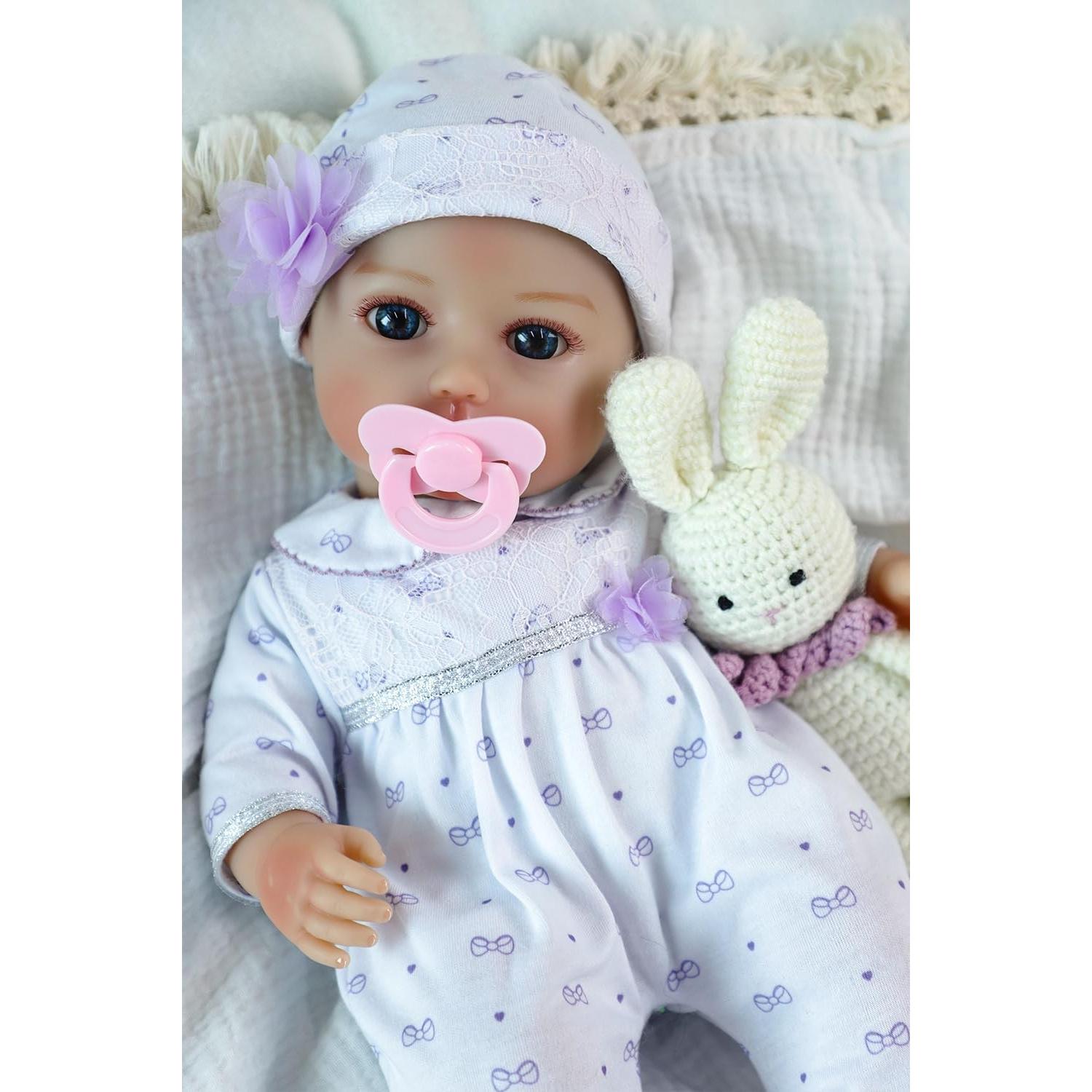 Muñeca Bebé Realista SCOM 40.64 cm con Accesorios Morado