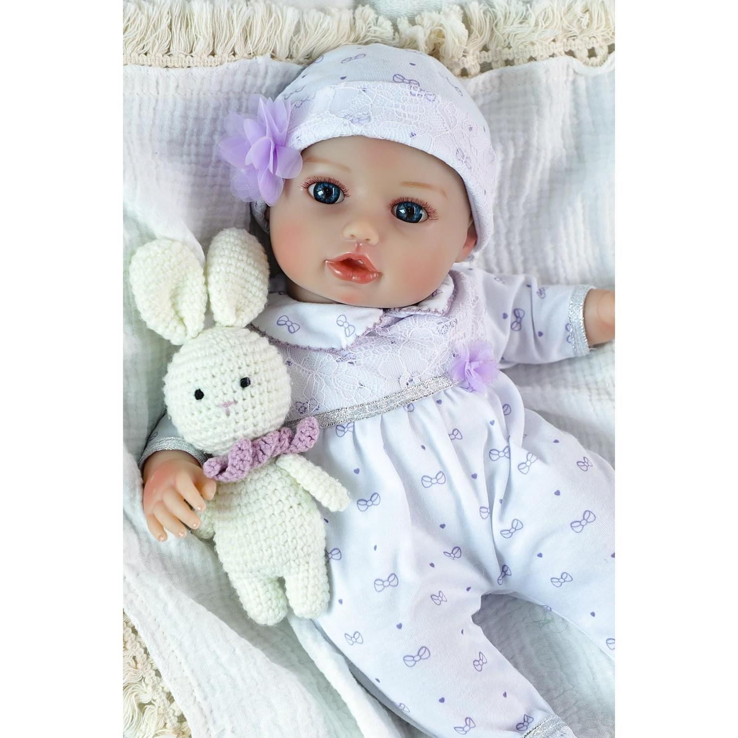 Muñeca Bebé Realista SCOM 40.64 cm con Accesorios Morado
