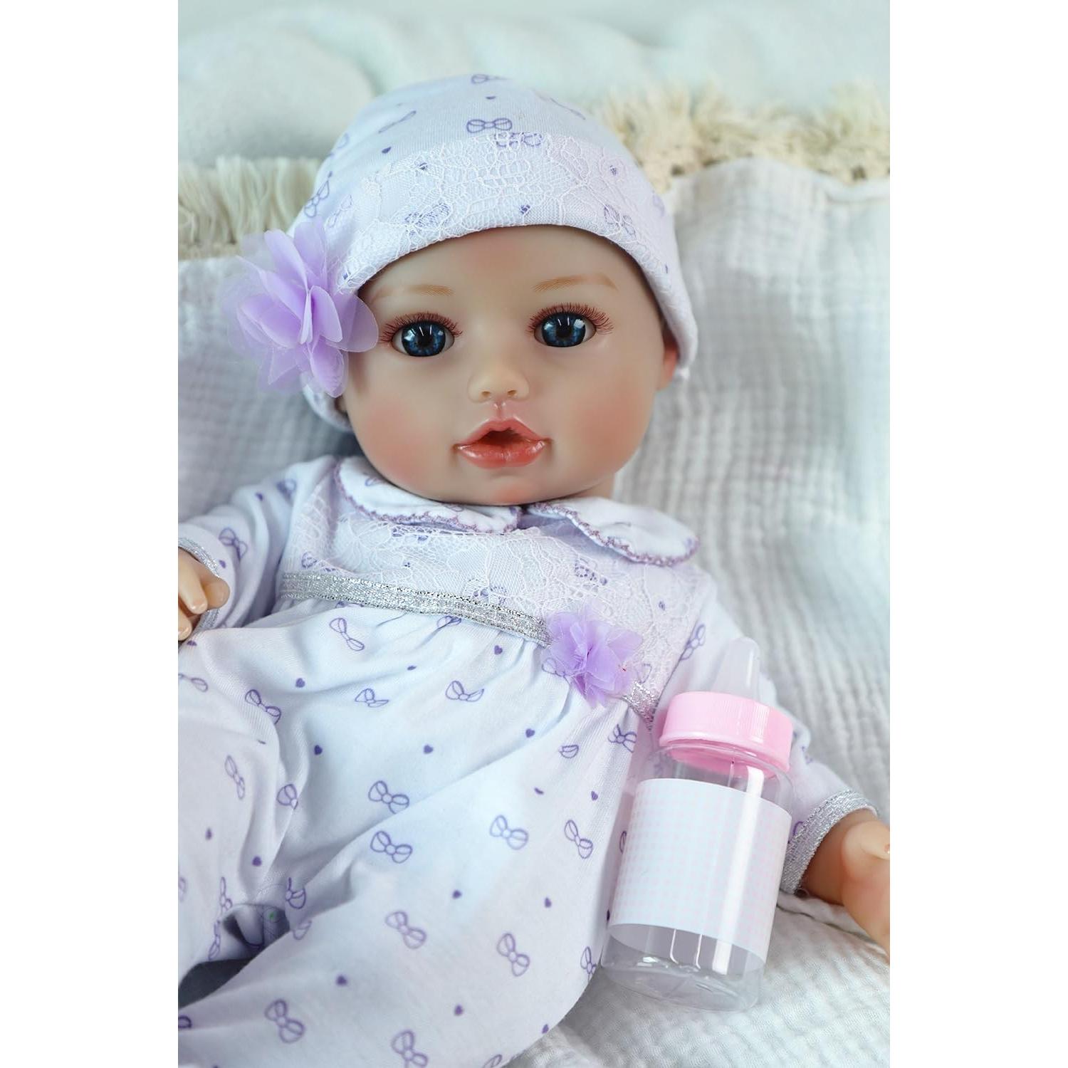 Muñeca Bebé Realista SCOM 40.64 cm con Accesorios Morado