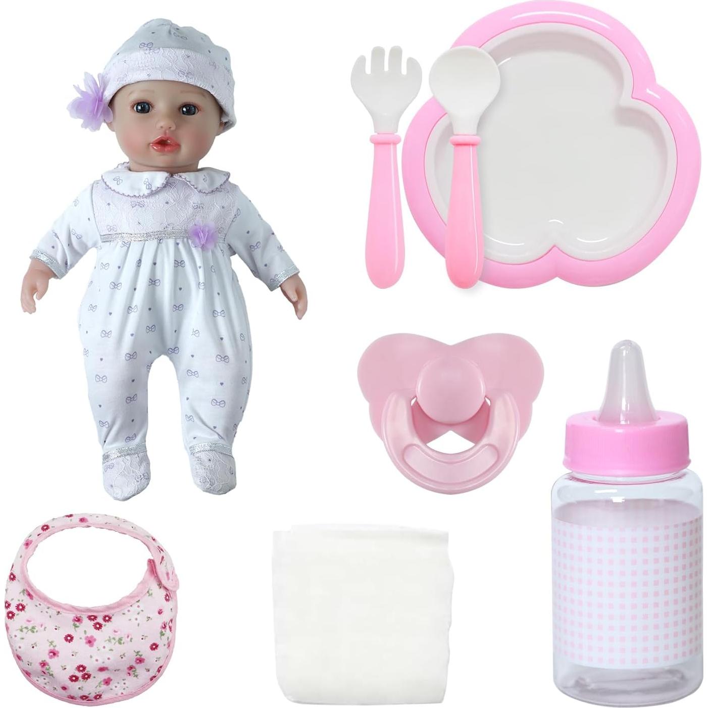 Muñeca Bebé Realista SCOM 40.64 cm con Accesorios Morado