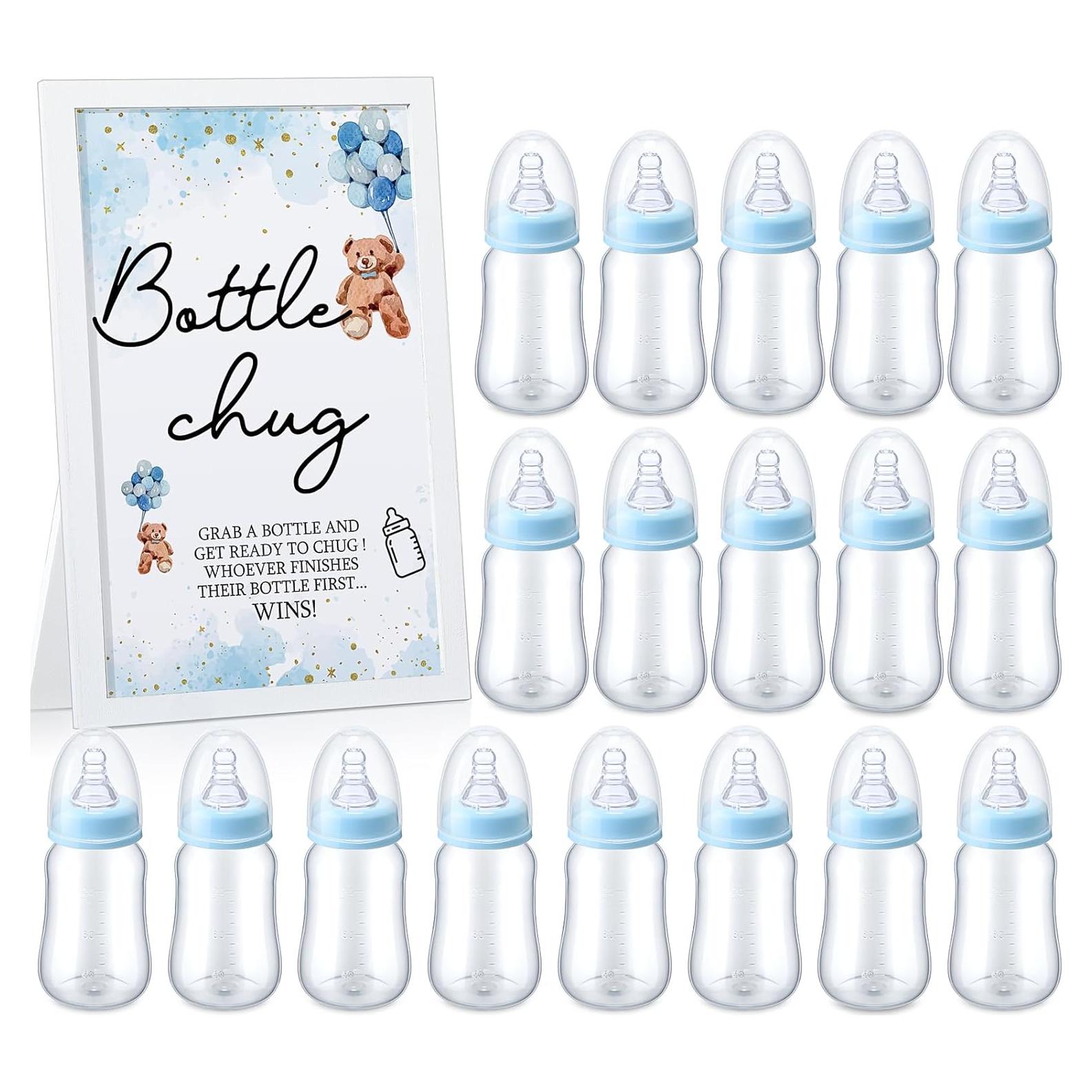 Juego de Chug de Botellas Roowest para Baby Shower Azul 19 Piezas