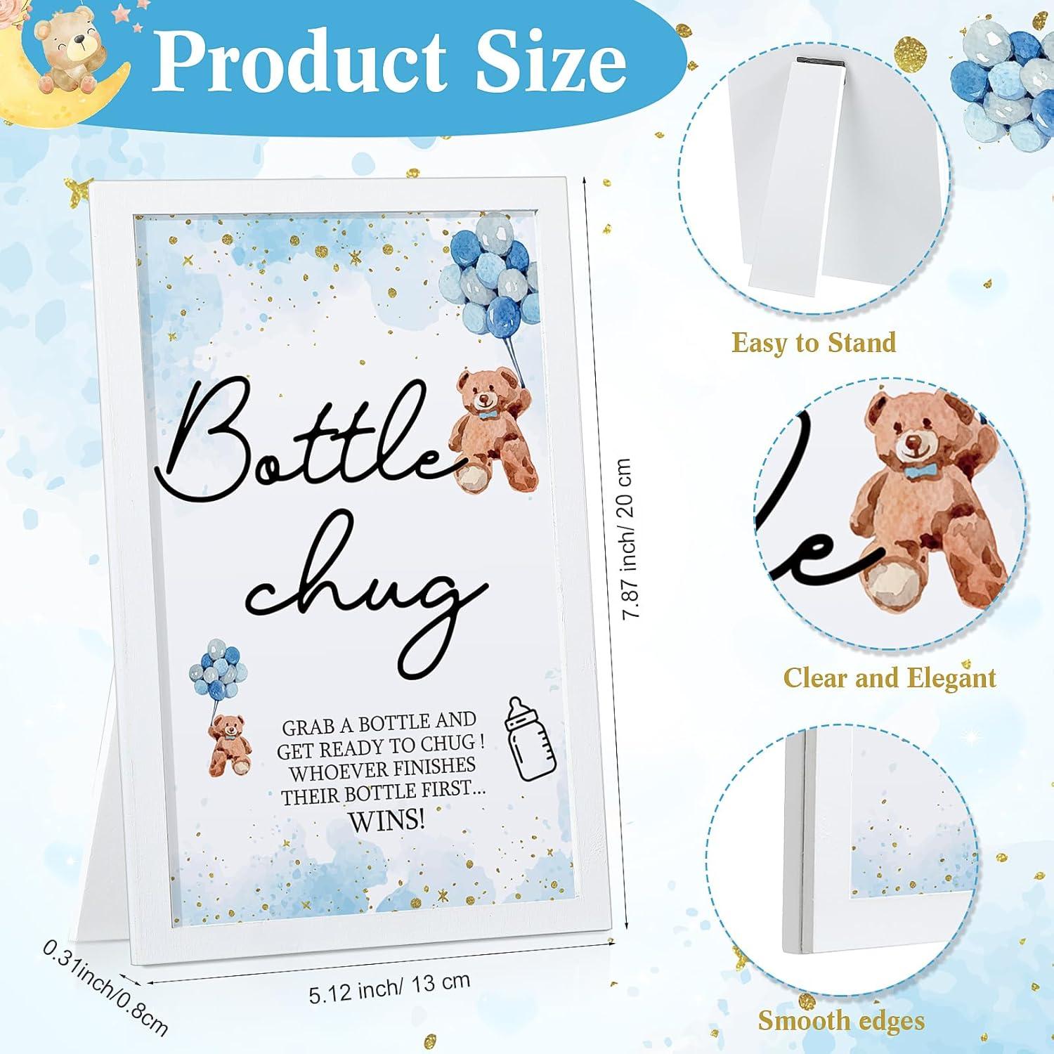 Juego de Chug de Botellas Roowest para Baby Shower Azul 19 Piezas