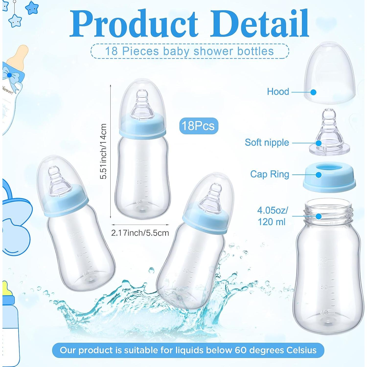 Juego de Chug de Botellas Roowest para Baby Shower Azul 19 Piezas