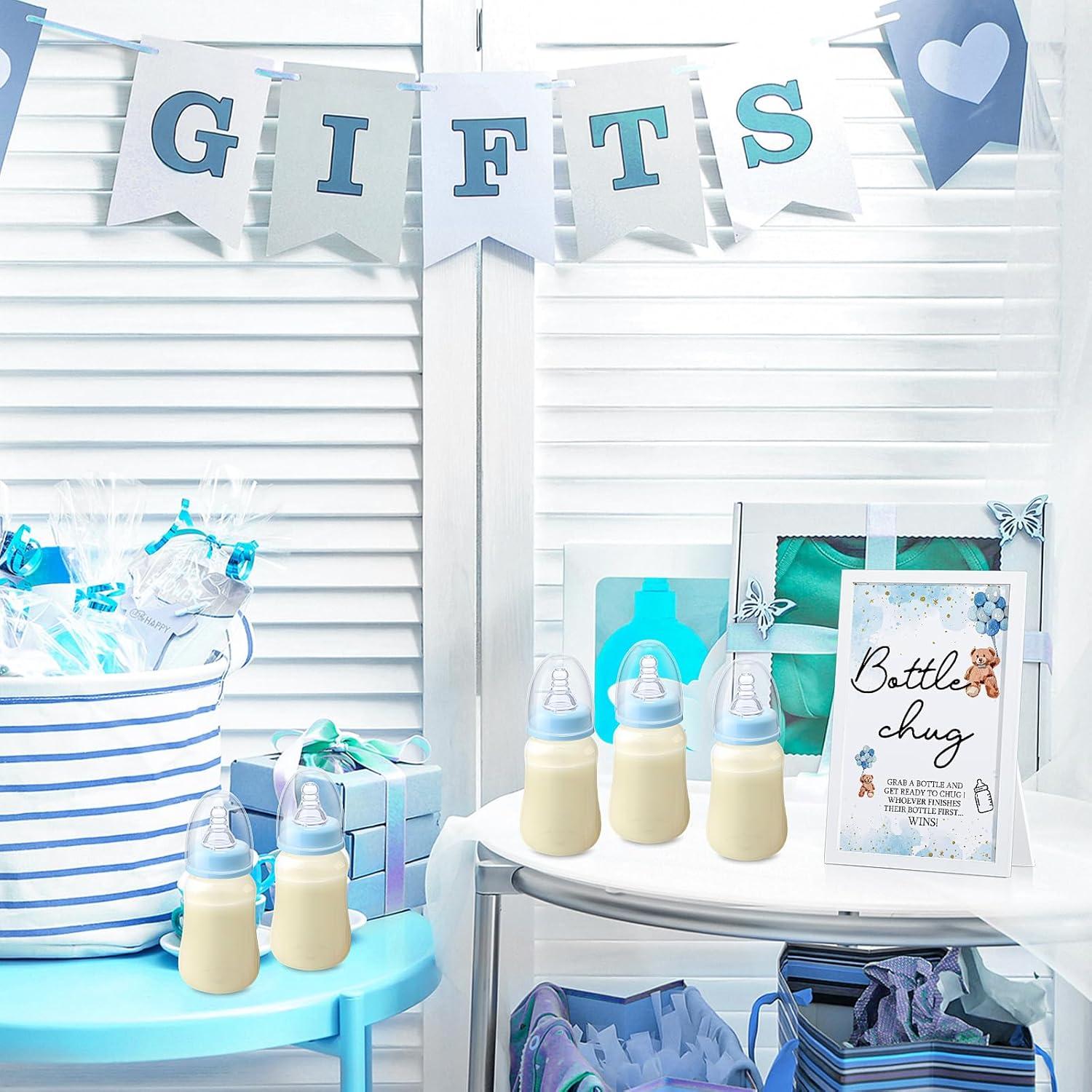 Juego de Chug de Botellas Roowest para Baby Shower Azul 19 Piezas