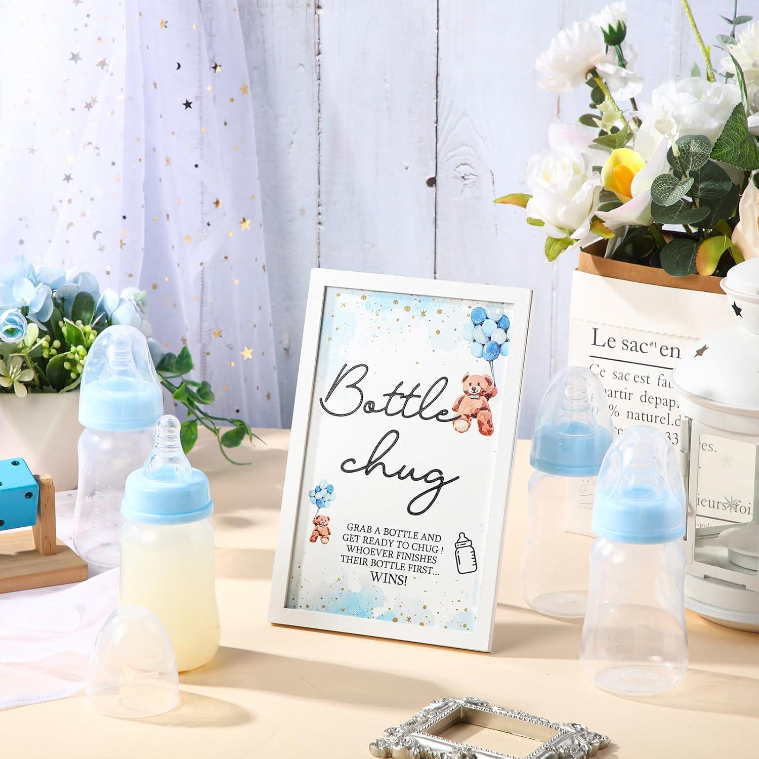 Juego de Chug de Botellas Roowest para Baby Shower Azul 19 Piezas