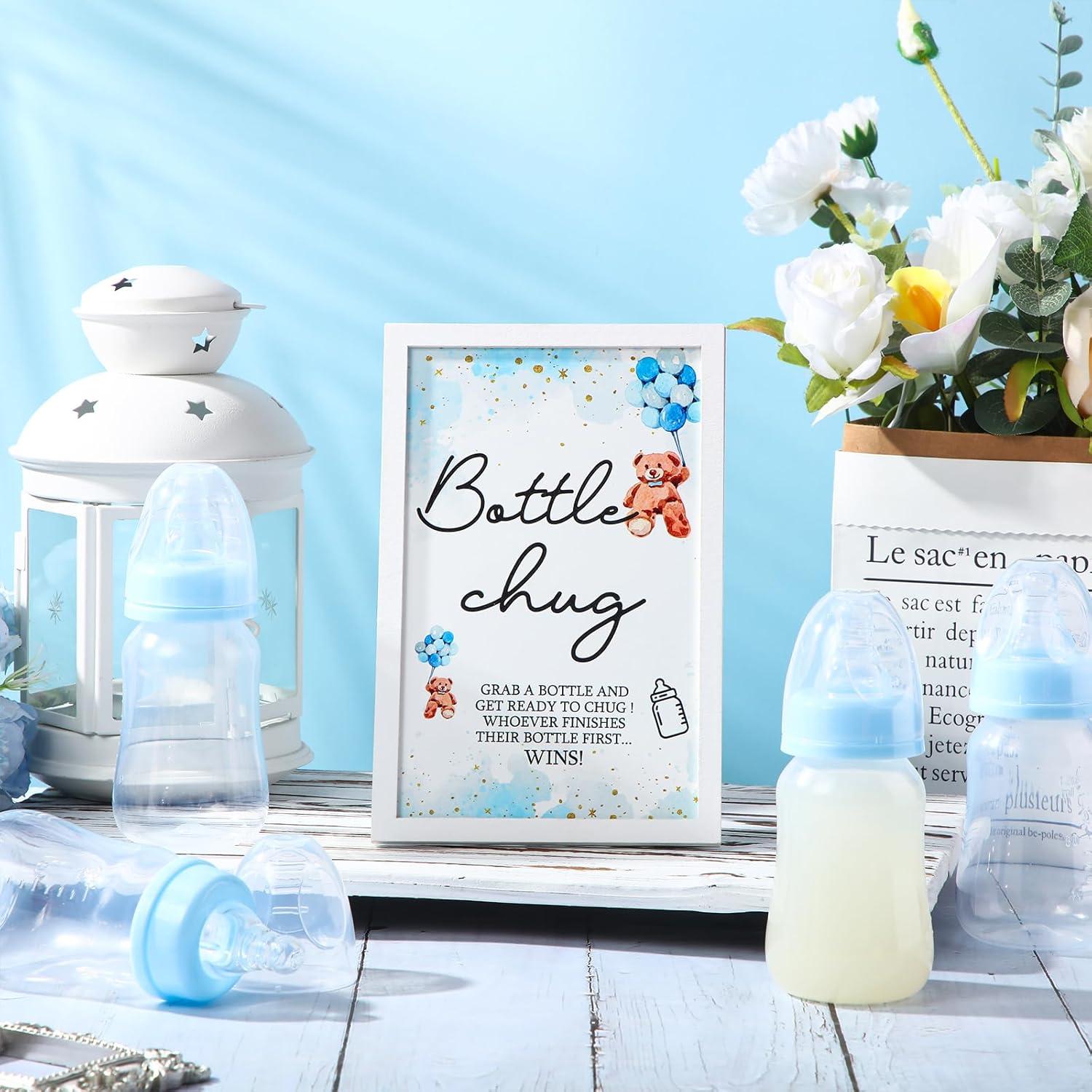 Juego de Chug de Botellas Roowest para Baby Shower Azul 19 Piezas