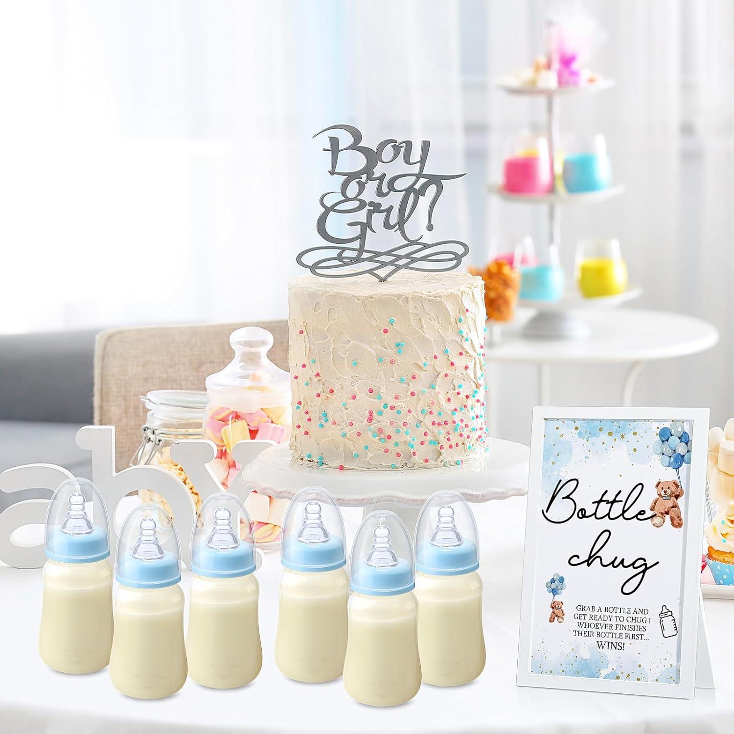 Juego de Chug de Botellas Roowest para Baby Shower Azul 19 Piezas