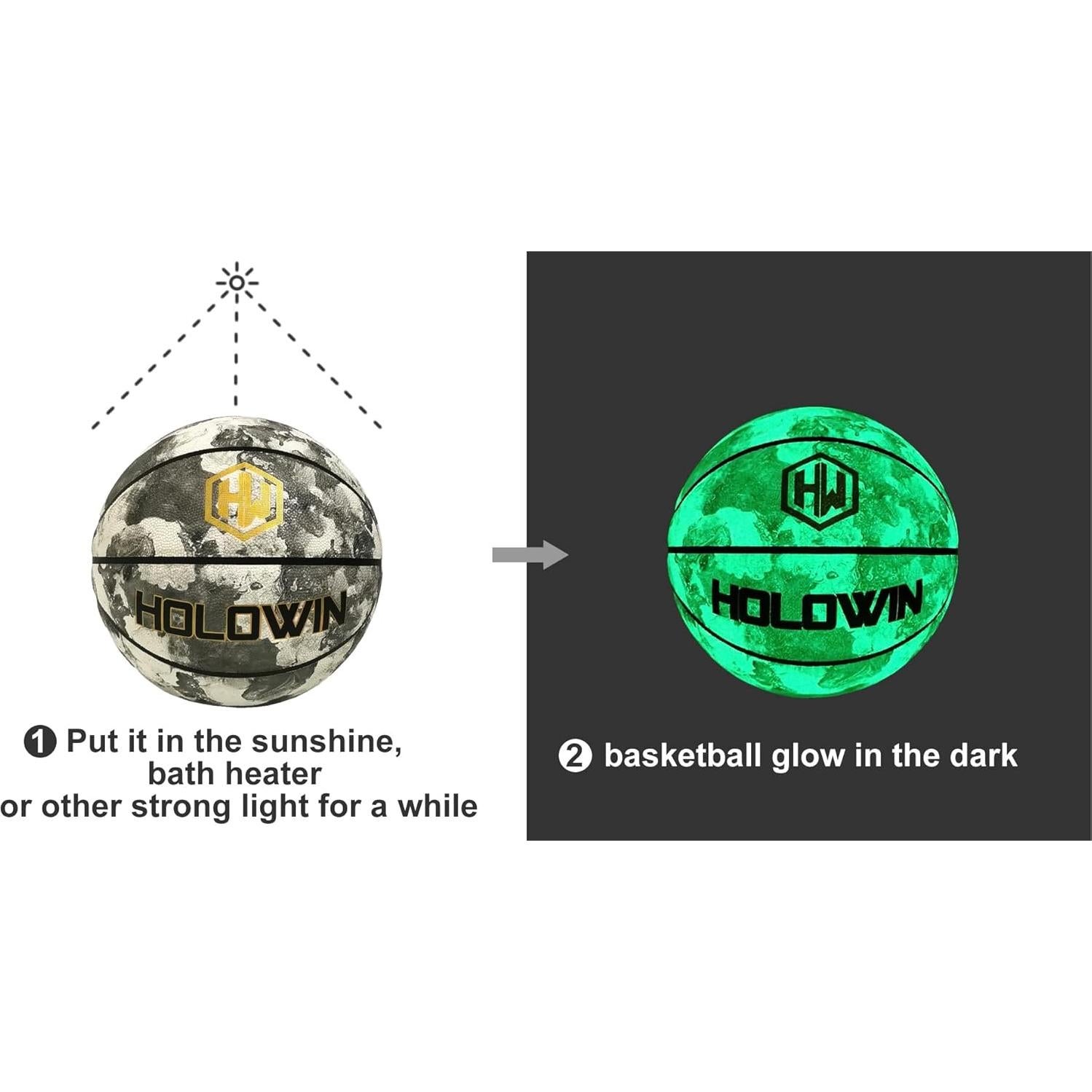 Balón de Baloncesto Luminiscente HW HOLOWIN Tamaño 7 Gris
