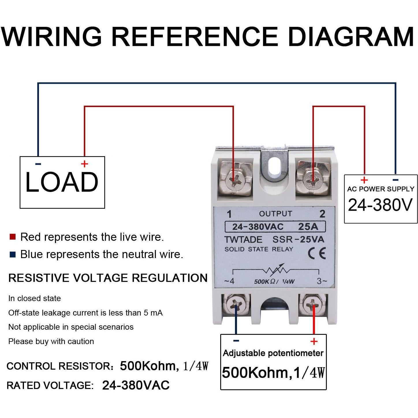 Relé de Estado Sólido TWTADE SSR-25VA 25A 380VAC con Disipador