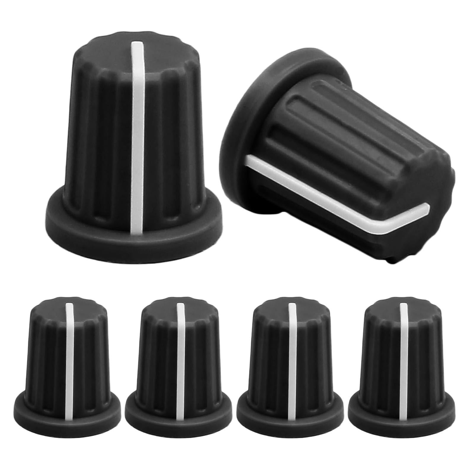 Hordion 6pcs 6mm D Type Potentiometer Knob, Guitar Volume Rotary Knob Control Knob Replacement for Encoder Electric Guitar Speaker Mixer Board DJ Controller, Black