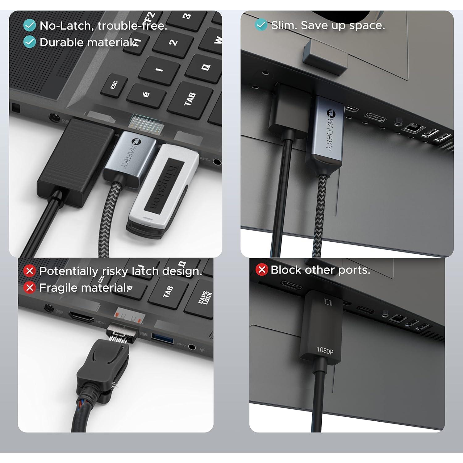 Cable DisplayPort a HDMI WARRKY 1.0M 4K UHD Unidireccional
