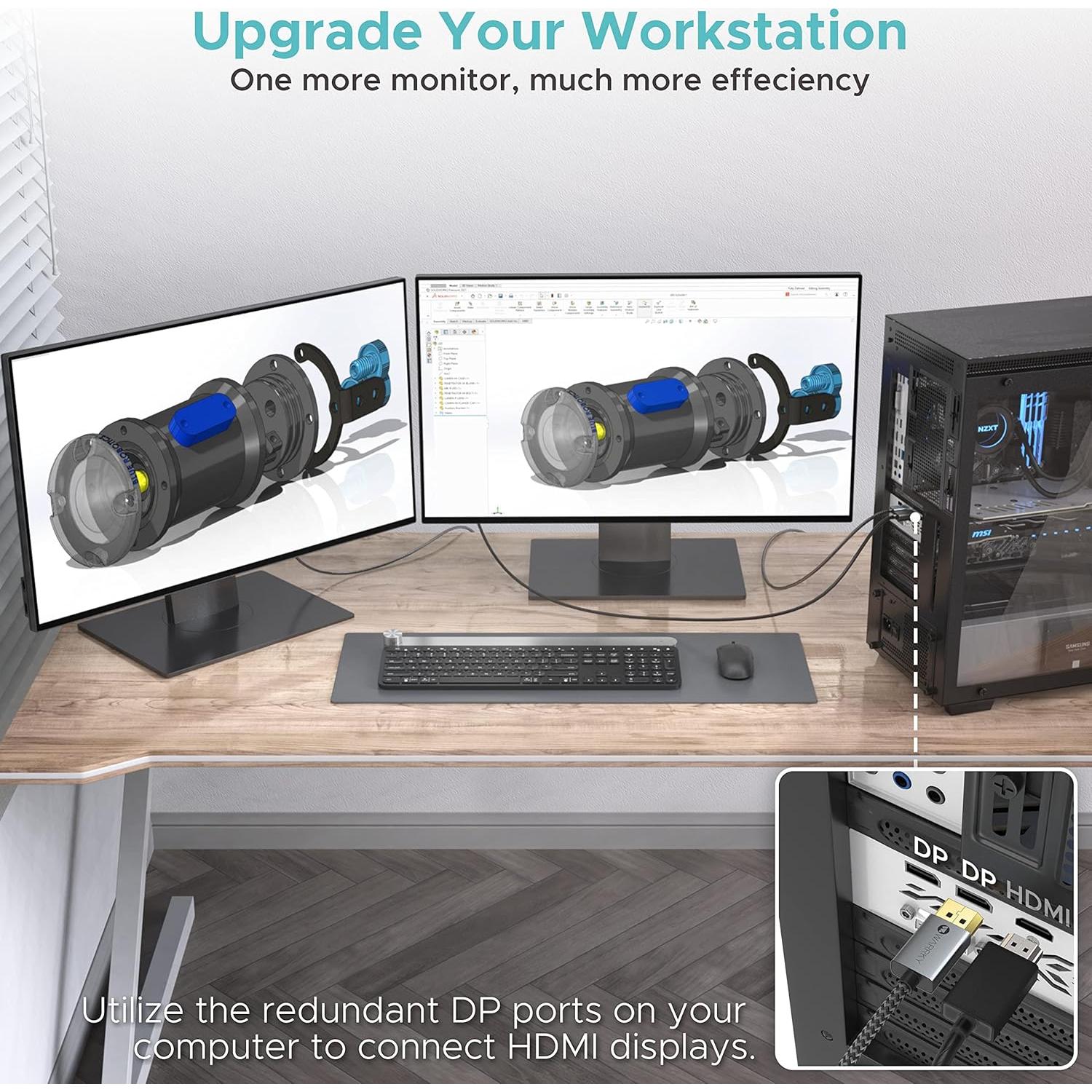 Cable DisplayPort a HDMI WARRKY 1.0M 4K UHD Unidireccional