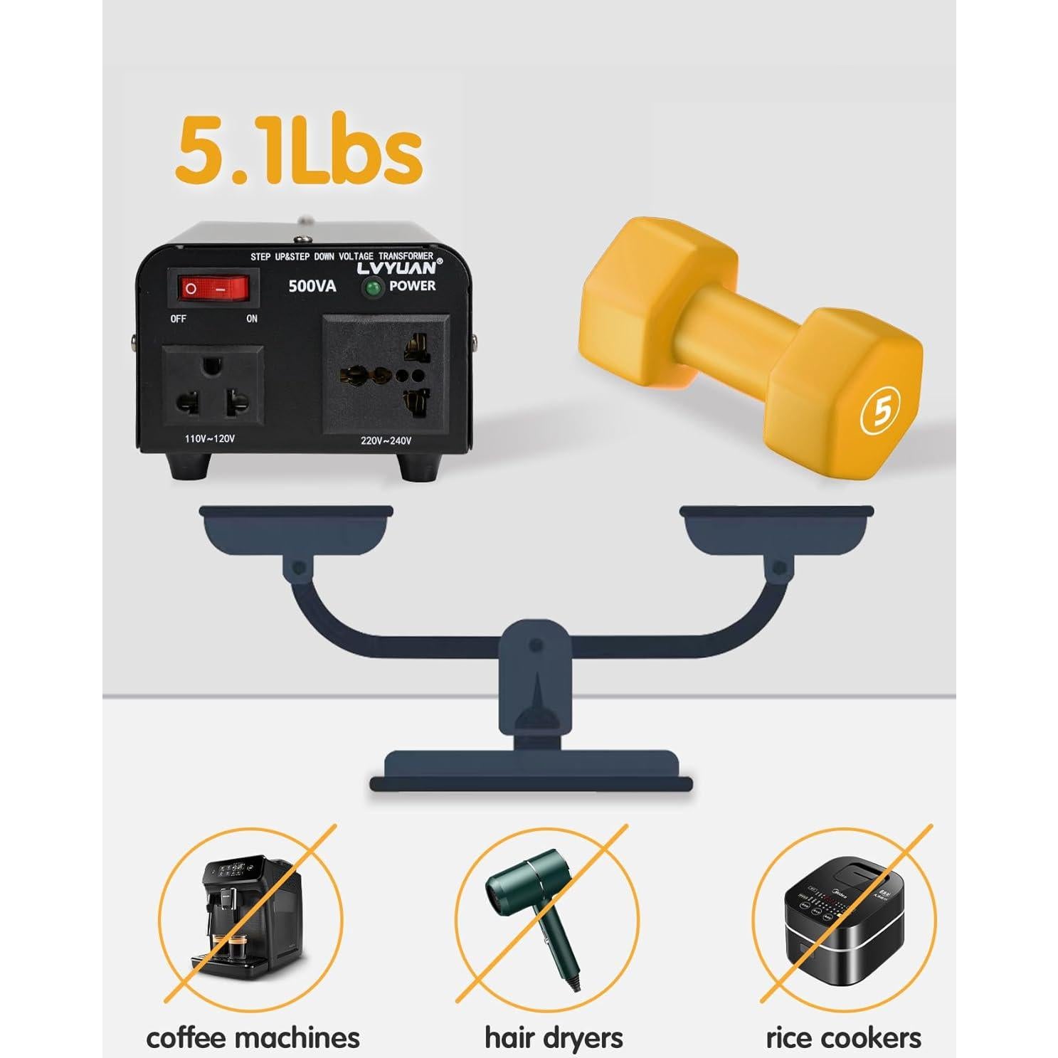 Transformador Convertidor de Voltaje LVYUAN 500W 110-240V