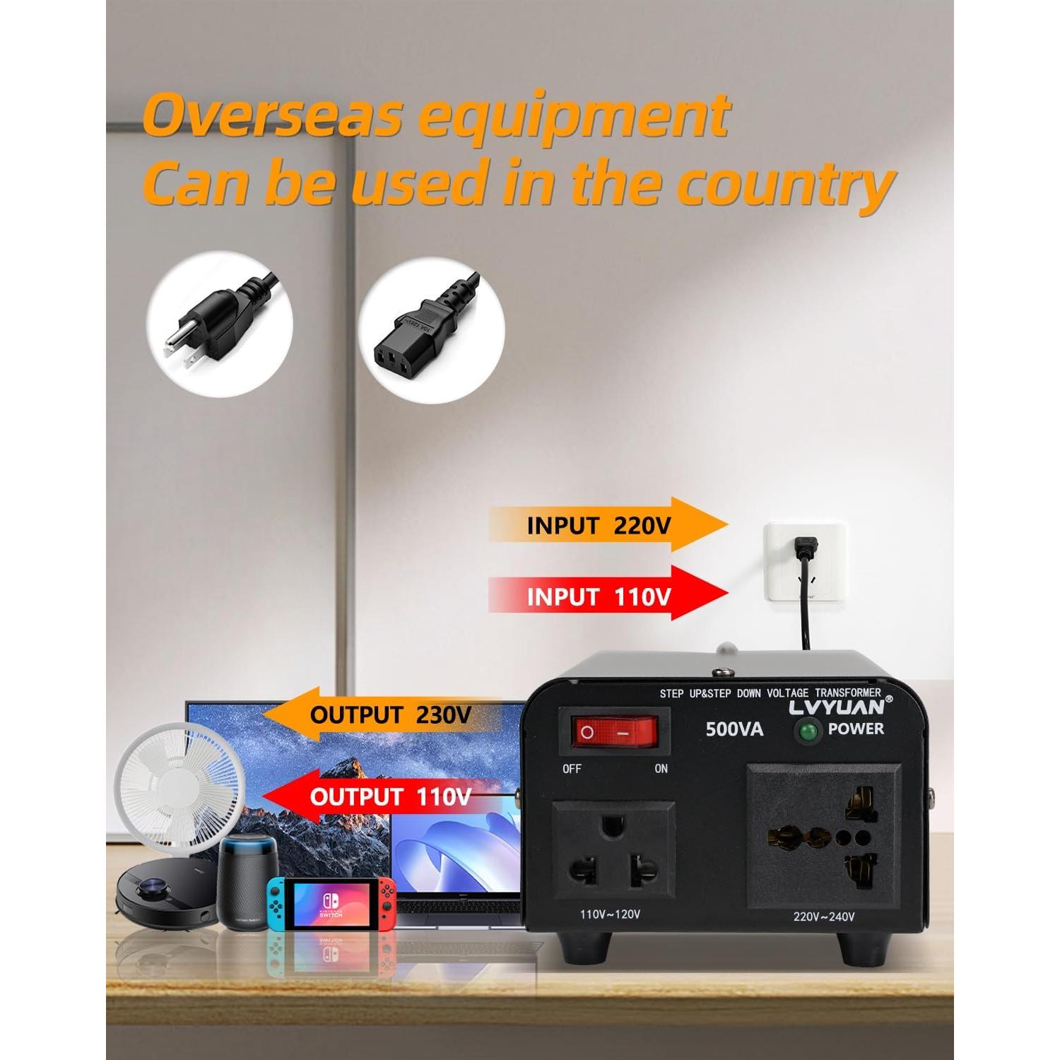 Transformador Convertidor de Voltaje LVYUAN 500W 110-240V