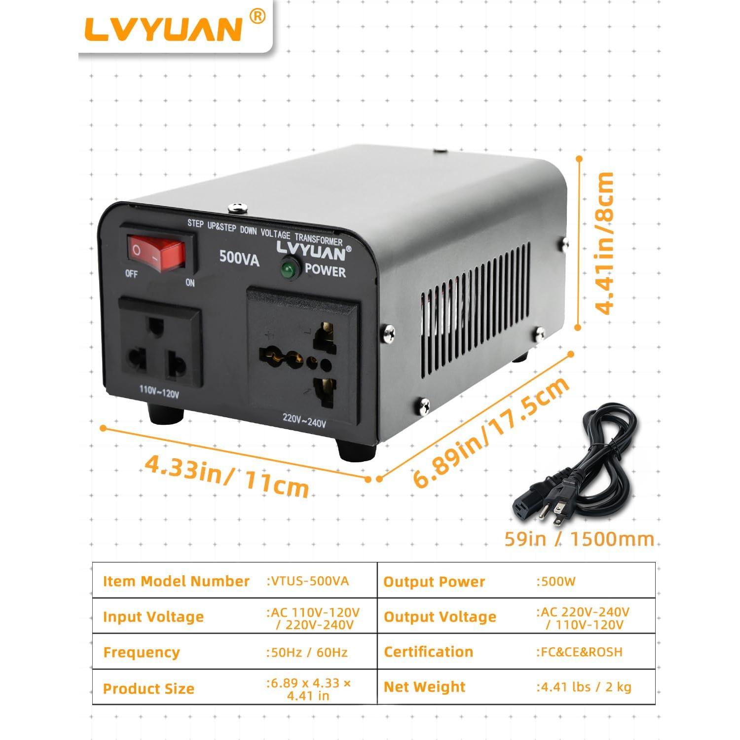 Transformador Convertidor de Voltaje LVYUAN 500W 110-240V