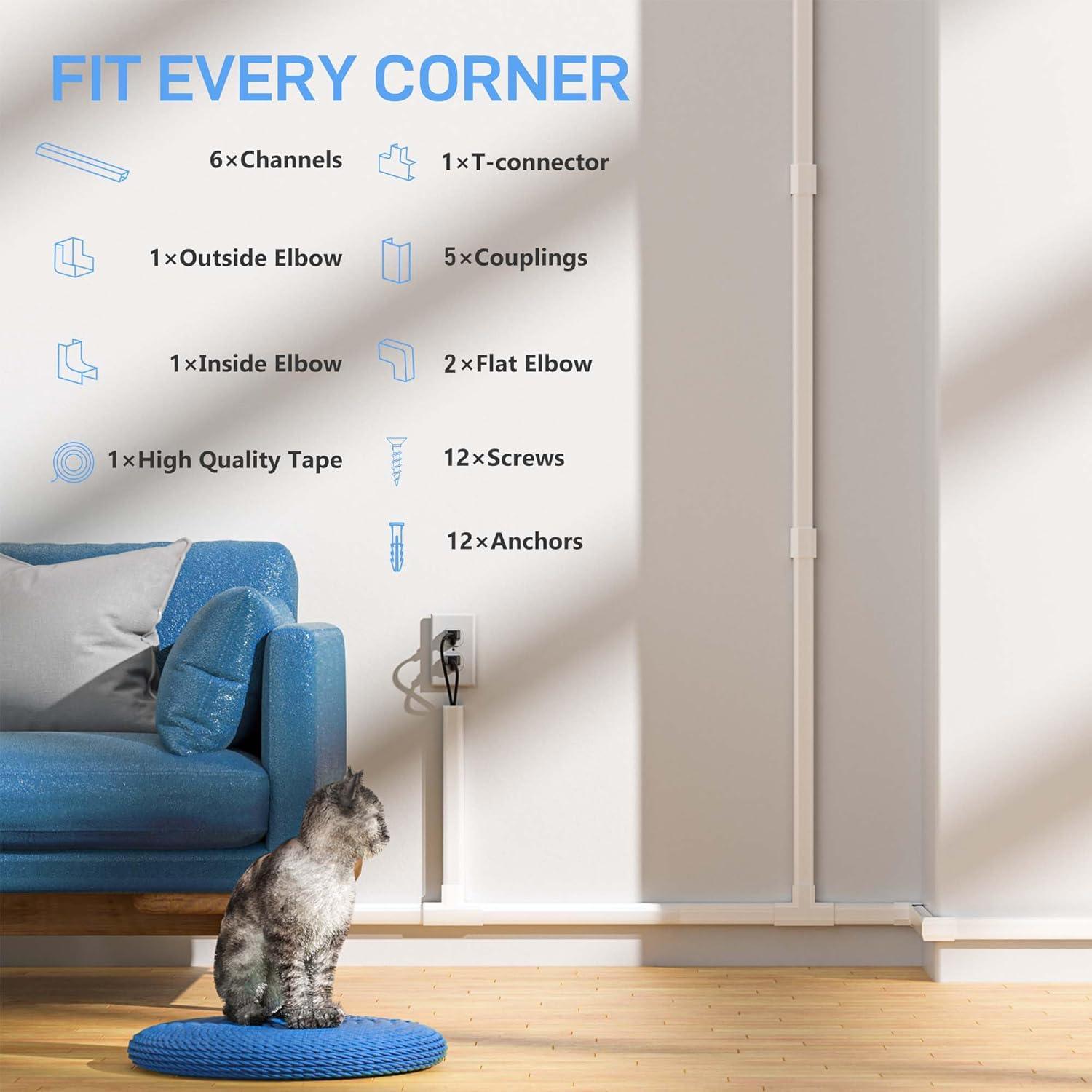 Ocultador de Cables Delamu 240cm Blanco para TV y Audio