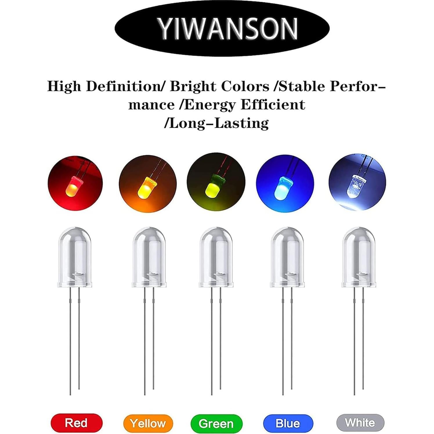 100 Diodos LED 3mm Verdes YIWANSON - Brillantes y Eficientes