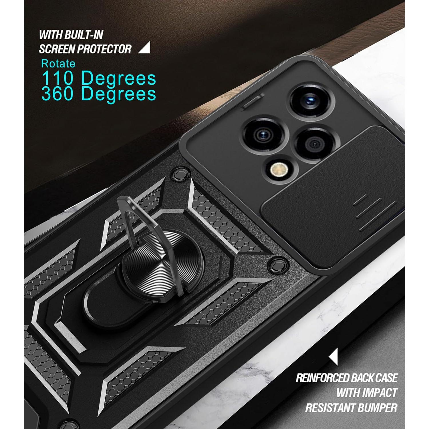 Funda Huawei Honor 200 Lite + 2 Vidrios Templados 9H, Negro