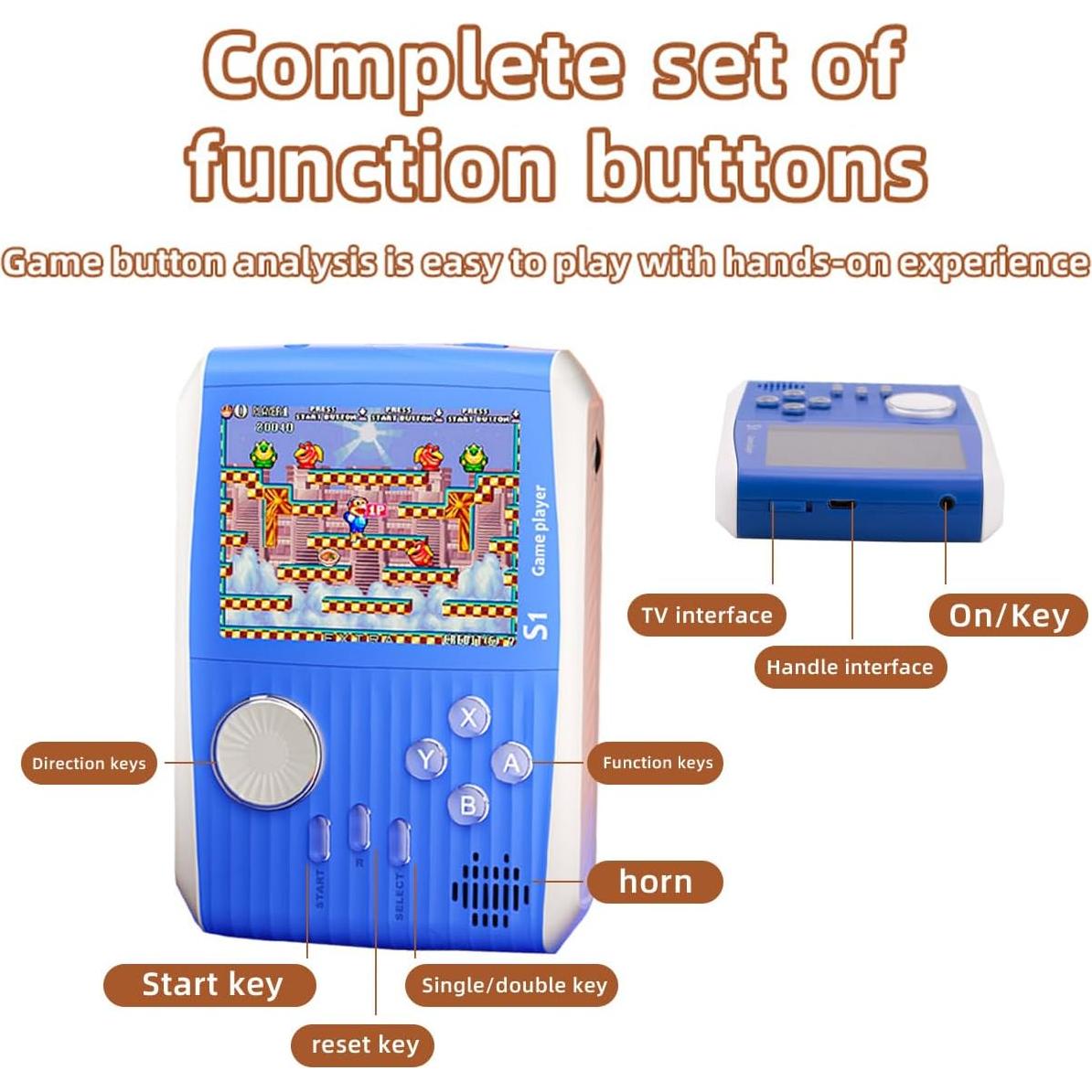 Consola de Juegos Retro Portátil Whisary S1 Azul 666 Juegos