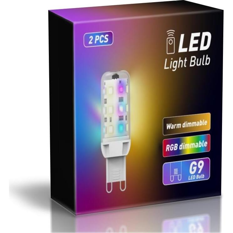 Bombillas LED G9 RGB AEGISLOGIC 2W 3000K 12 Colores 2 Pzas