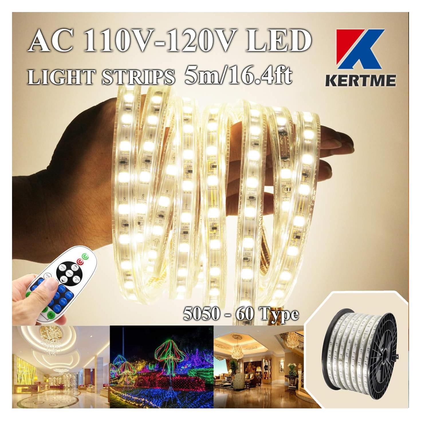 Tira de Luz LED KERTME 5m 4000K Dimmable Impermeable Control Remoto