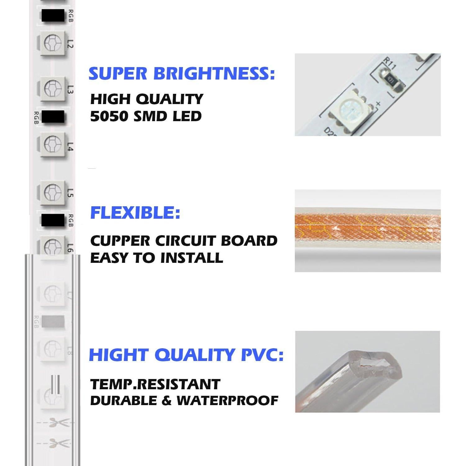 Tira de Luz LED KERTME 5m 4000K Dimmable Impermeable Control Remoto