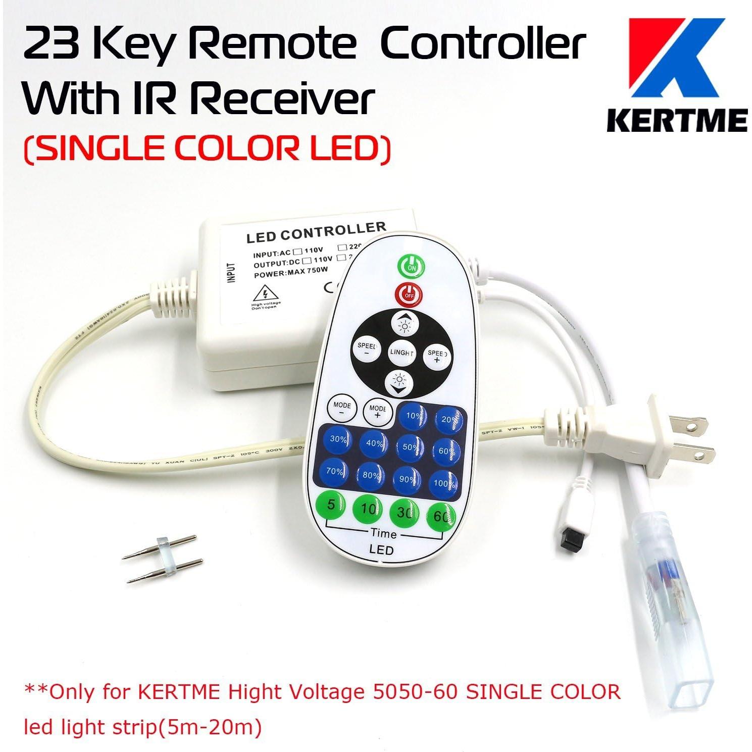 Tira de Luz LED KERTME 5m 4000K Dimmable Impermeable Control Remoto
