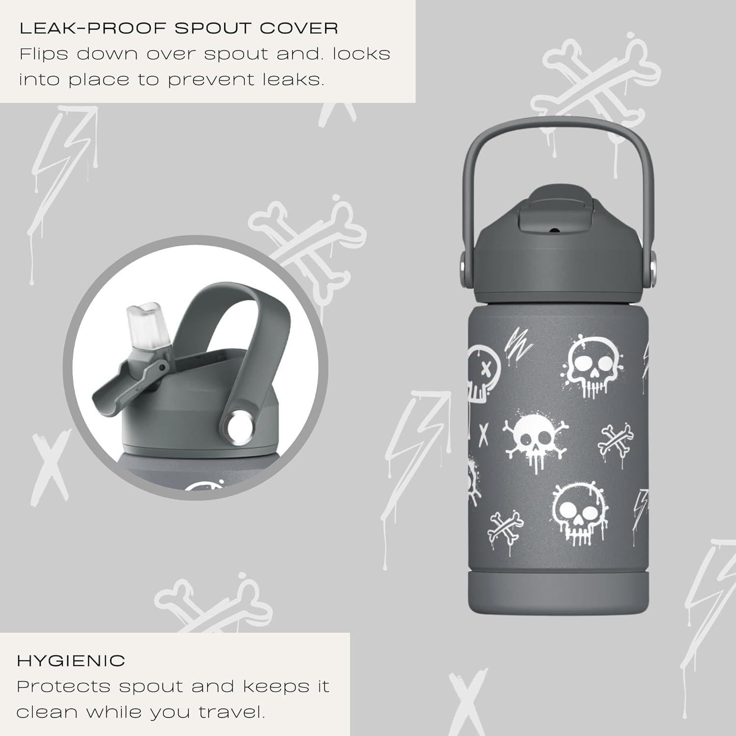 Botella de Agua para Niños Hippypotamus - Acero Inoxidable 355 ml - Tapa a Prueba de Fugas