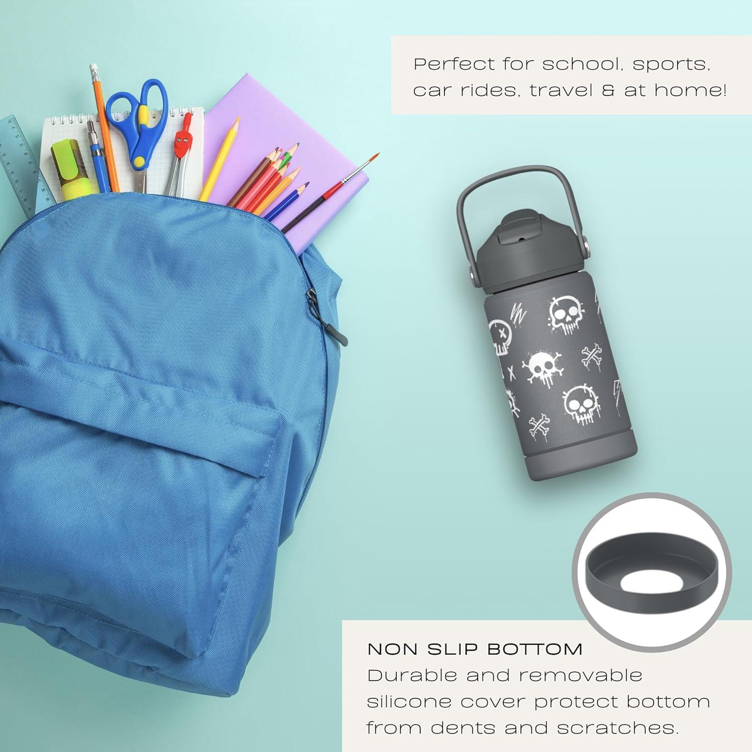 Botella de Agua para Niños Hippypotamus - Acero Inoxidable 355 ml - Tapa a Prueba de Fugas