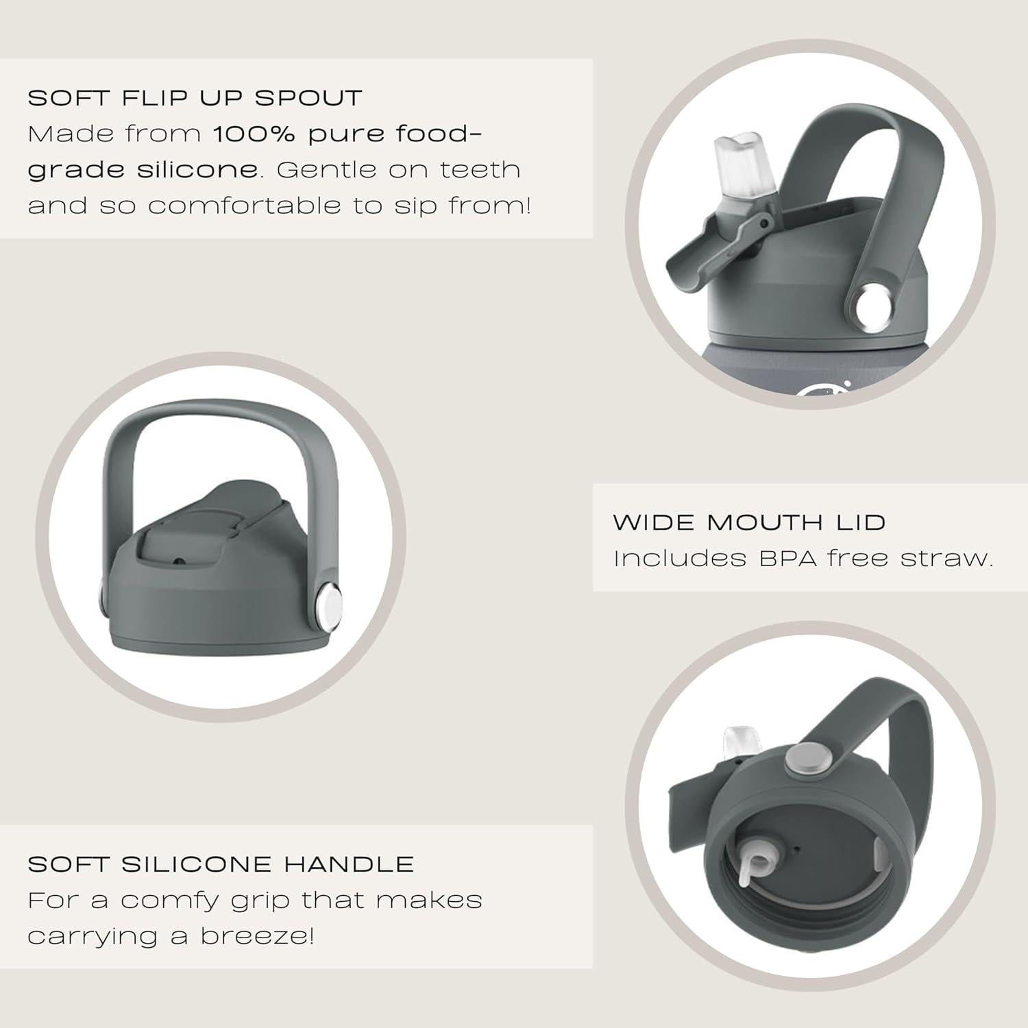 Botella de Agua para Niños Hippypotamus - Acero Inoxidable 355 ml - Tapa a Prueba de Fugas