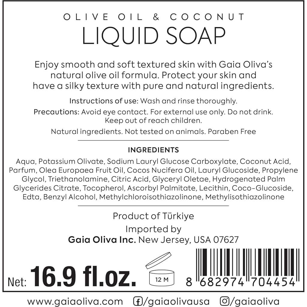 Jabón Líquido de Manos GAIA Oliva 500 ml Aroma Coco Natural