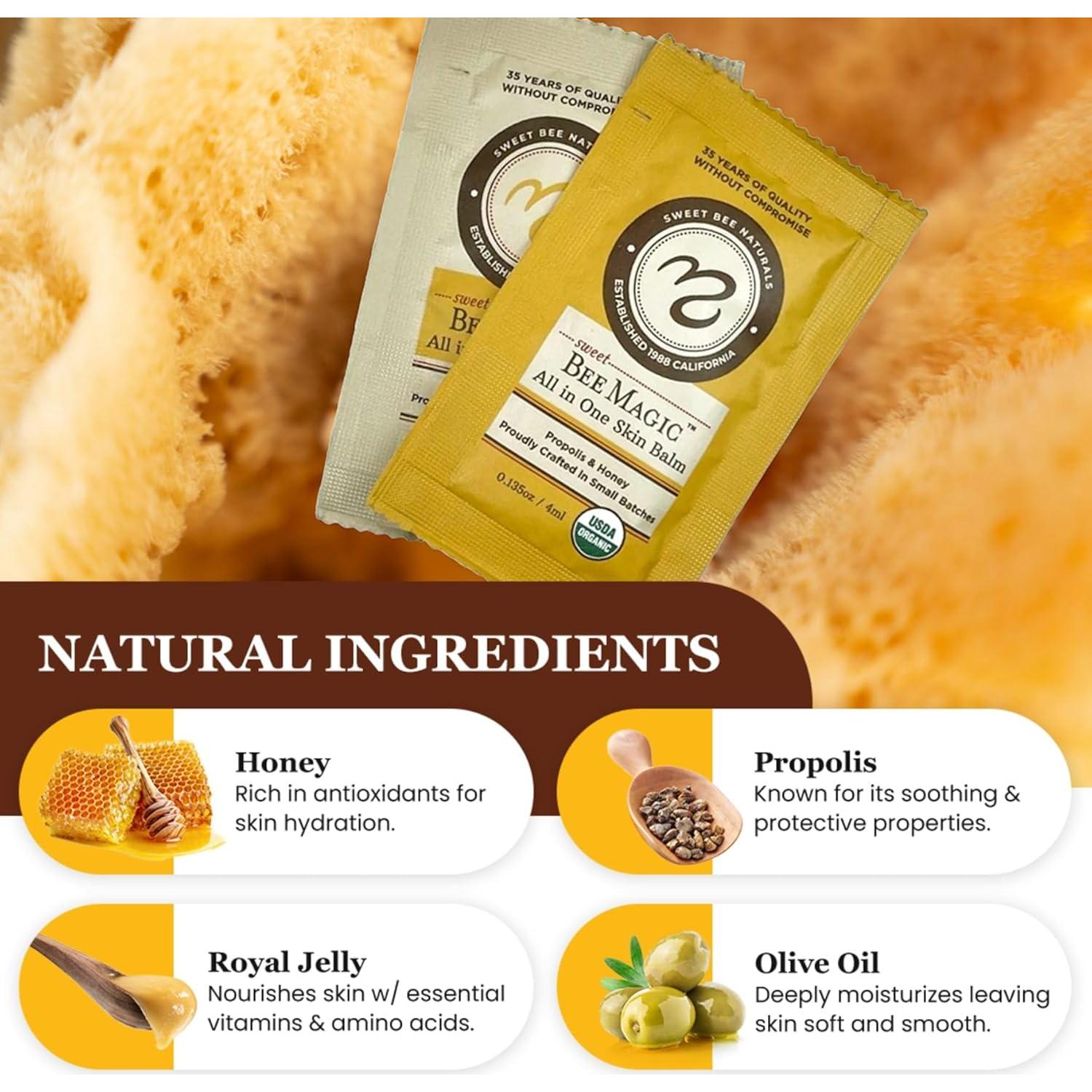 Bálsamo Hidratante Orgánico Sweet Bee Naturals - 15 Paquetes de 4ml