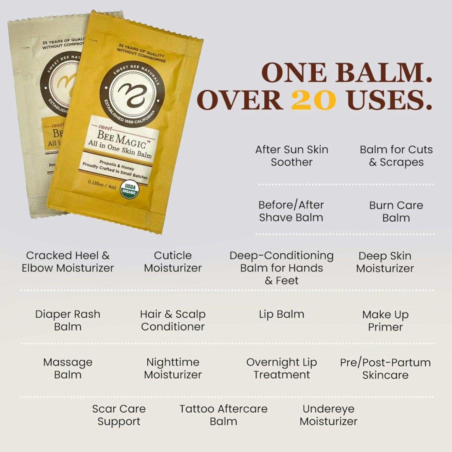 Bálsamo Hidratante Orgánico Sweet Bee Naturals - 15 Paquetes de 4ml