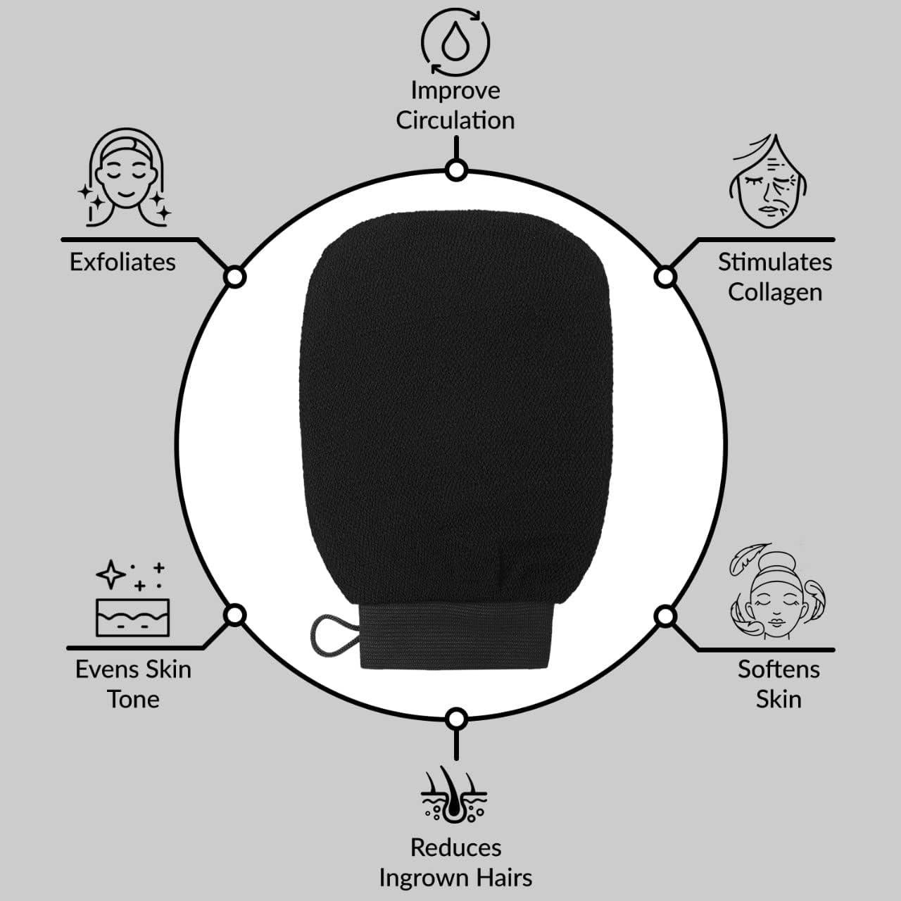 Guante Exfoliante Valitic Negro - Esfregador Corporal 24x17cm