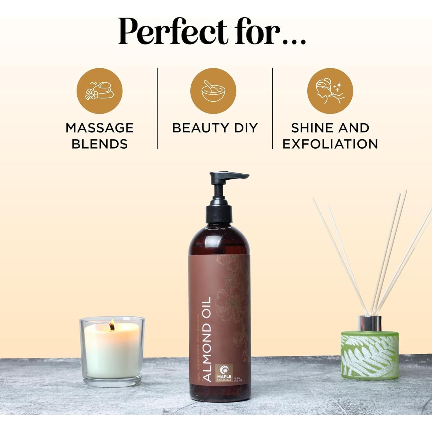 Aceite de Almendra Dulce Puro Maple Holistics 473ml - Hidratante