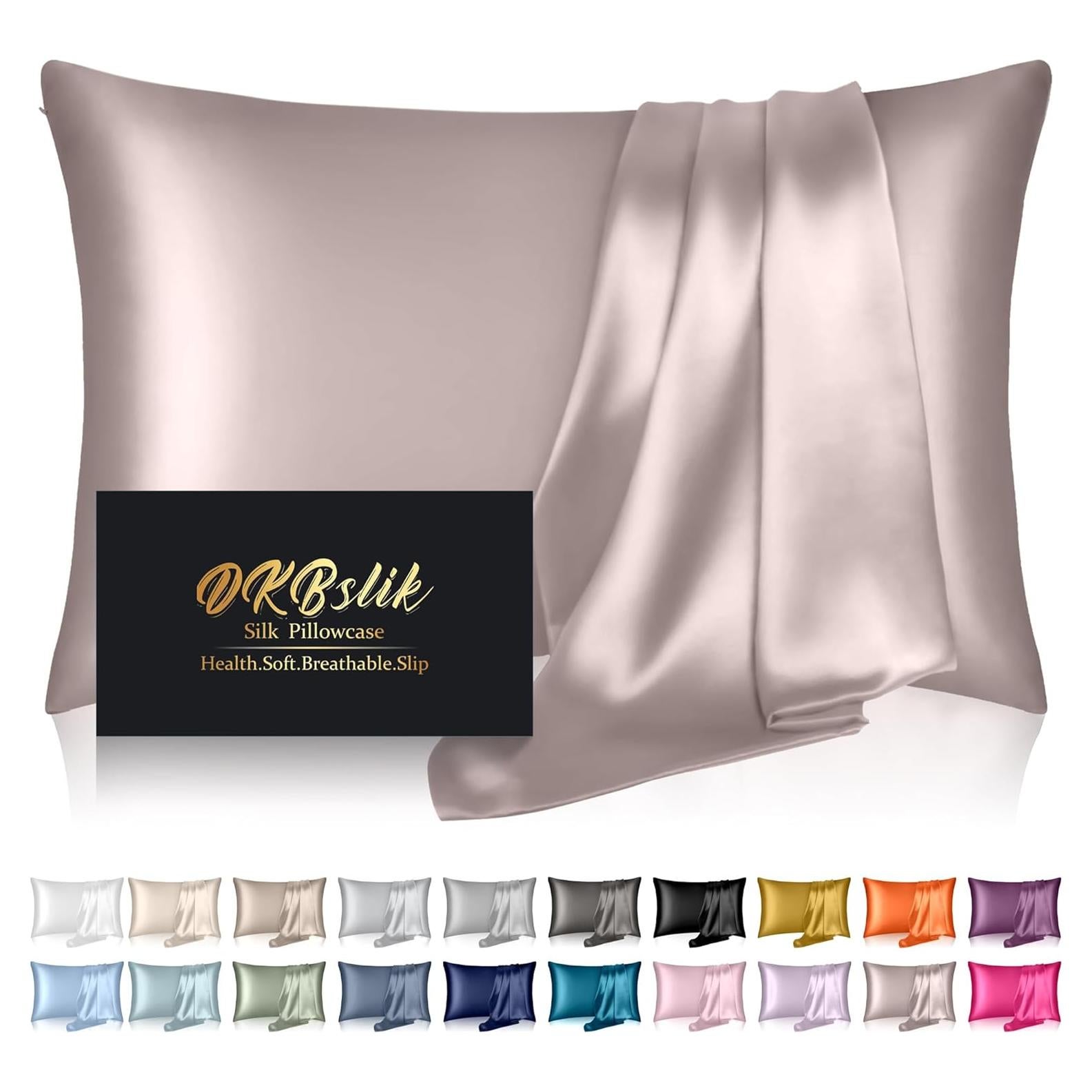 Funda de Almohada de Seda DKBslik Queen 76x51 cm Taupe