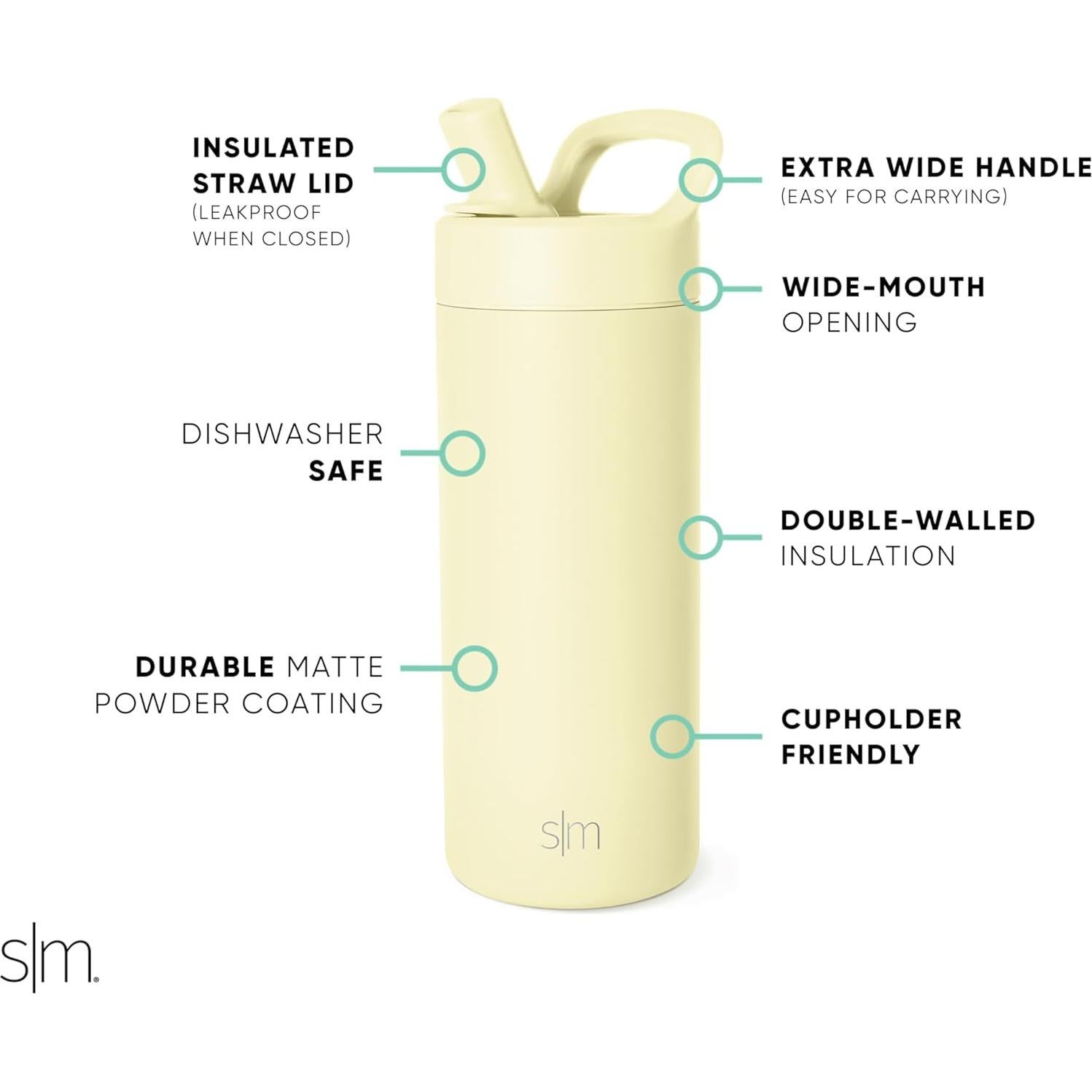 Botella de Agua Simple Modern Mesa 16oz Acero Inoxidable Buttercup