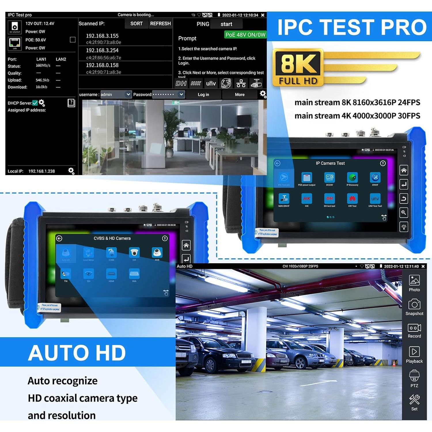 Probador de CCTV Rsrteng IPC-7600COVTADHS Plus 8K 32MP