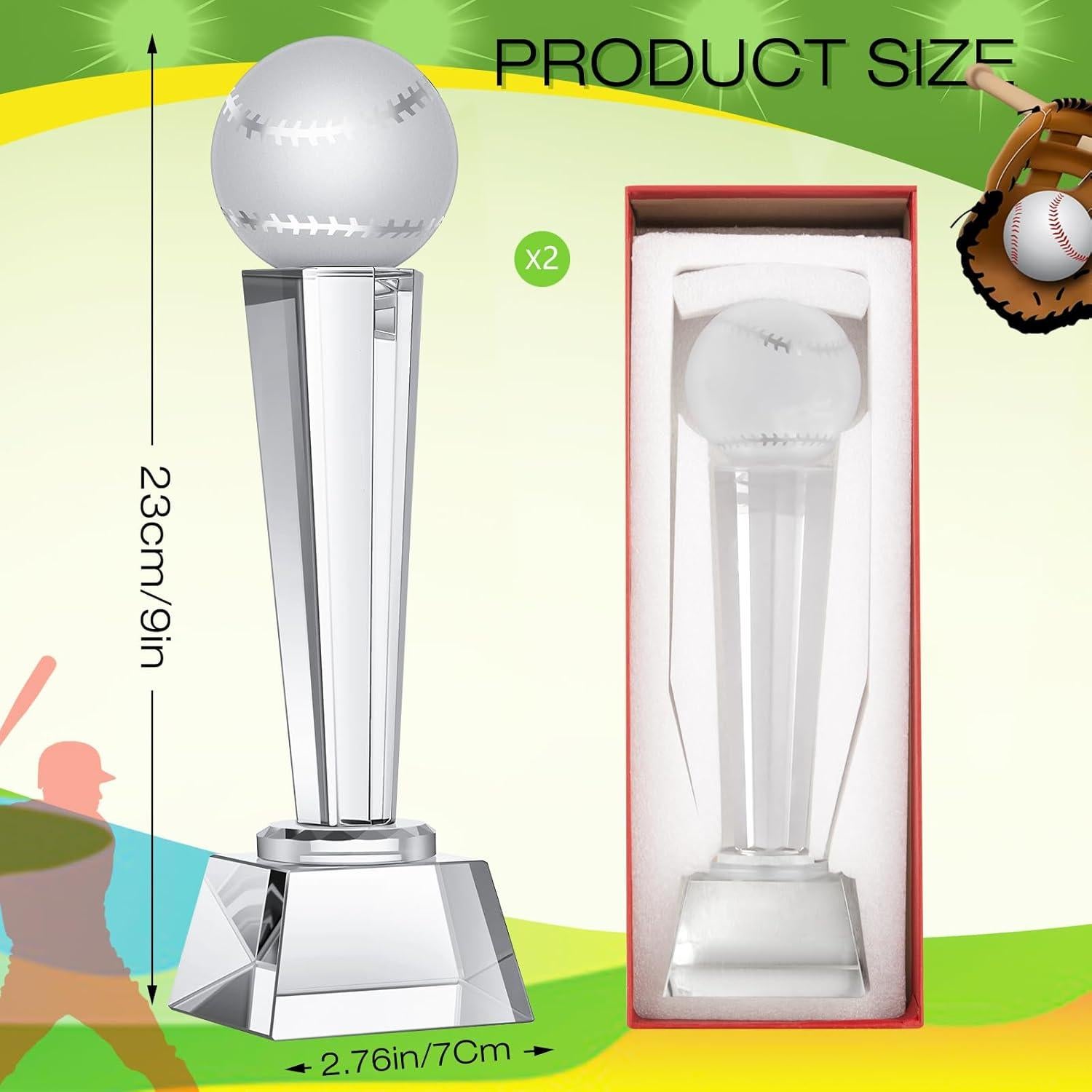 Trofeo de Cristal Meooeck 2 Pcs 23x7 cm con Caja Regalo