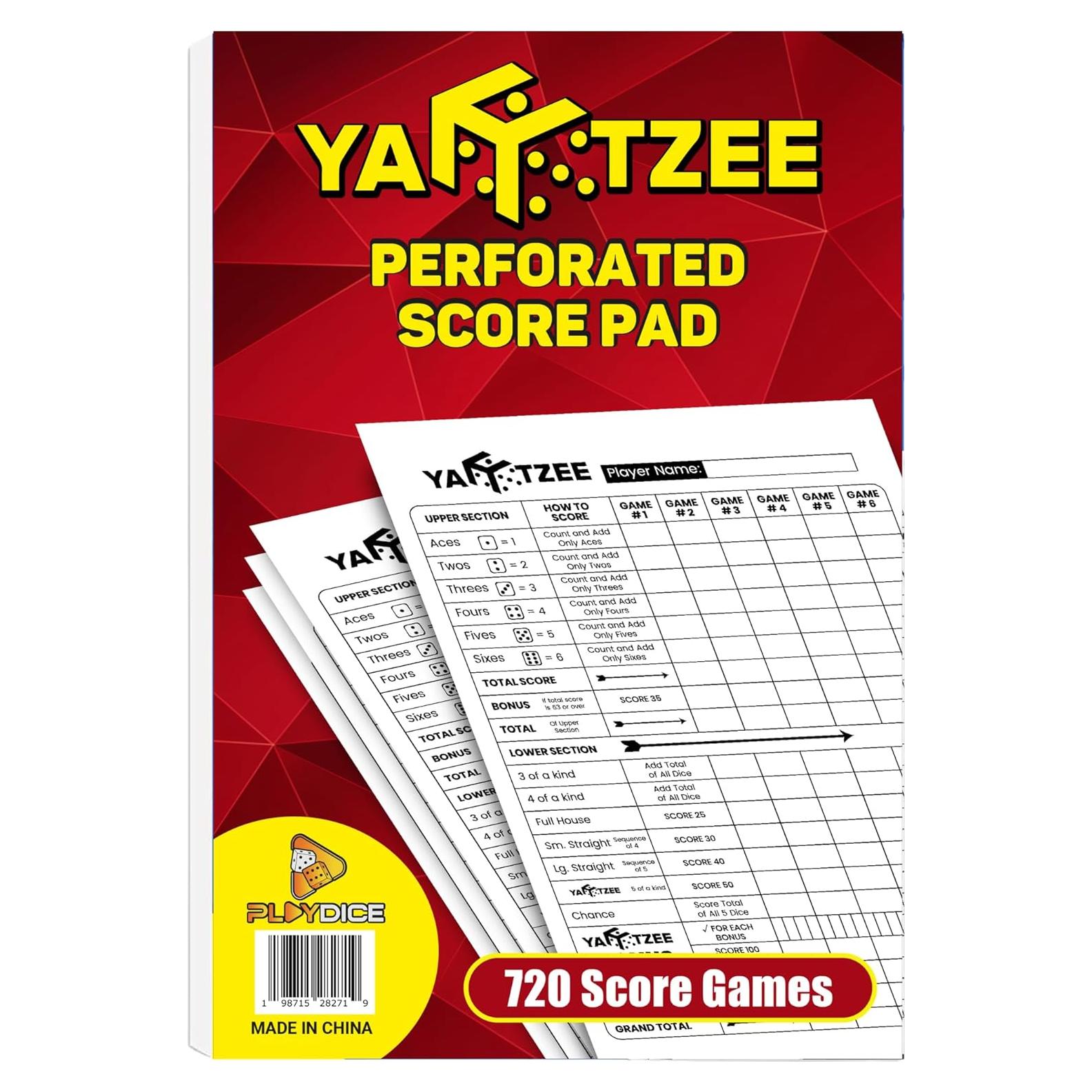 Pads de Puntuación Yahtzee Perforados 120 Hojas 15.24x22.86 cm
