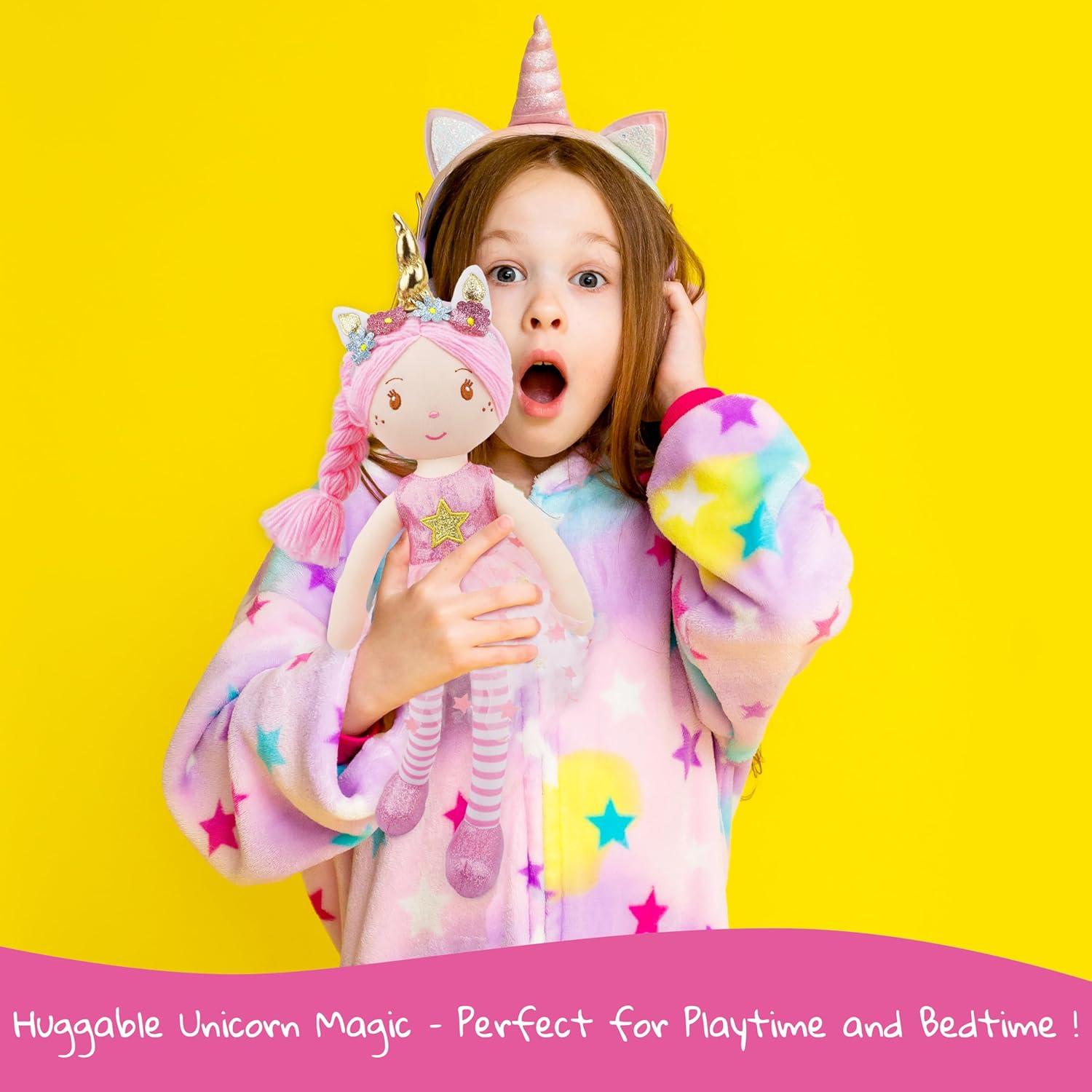 Muñeca Unicornio Anya 40.64 cm - June Garden - Pelo Rosa