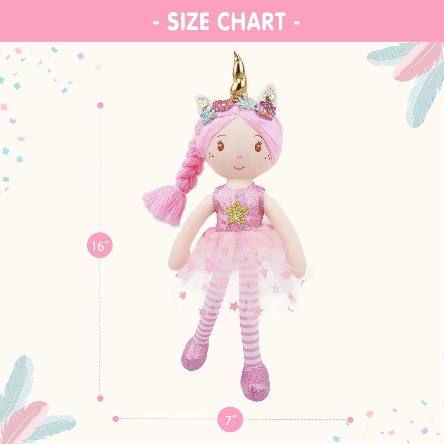 Muñeca Unicornio Anya 40.64 cm - June Garden - Pelo Rosa