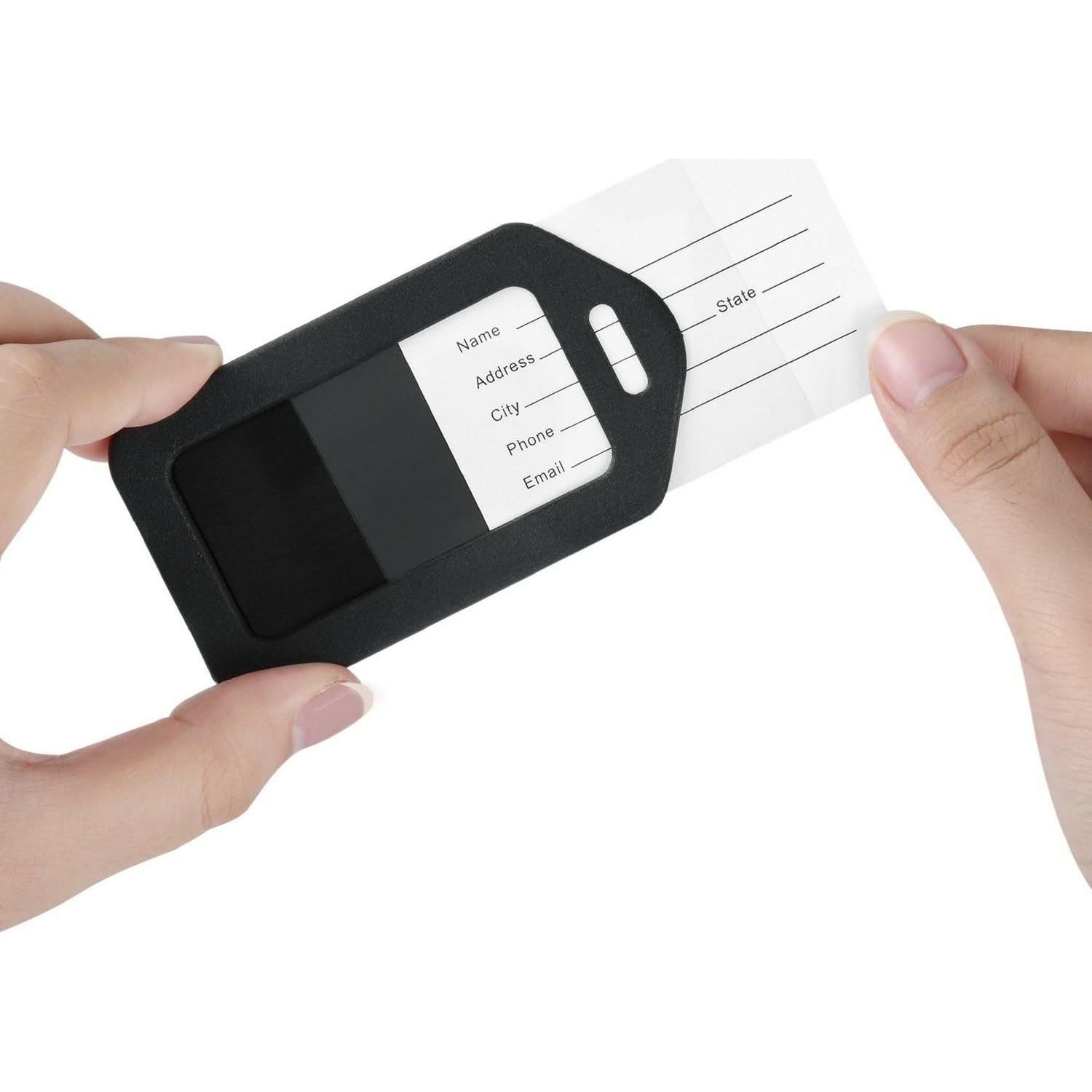 Etiquetas de Equipaje Mifflin Negras - 3 Piezas, PVC Resistente