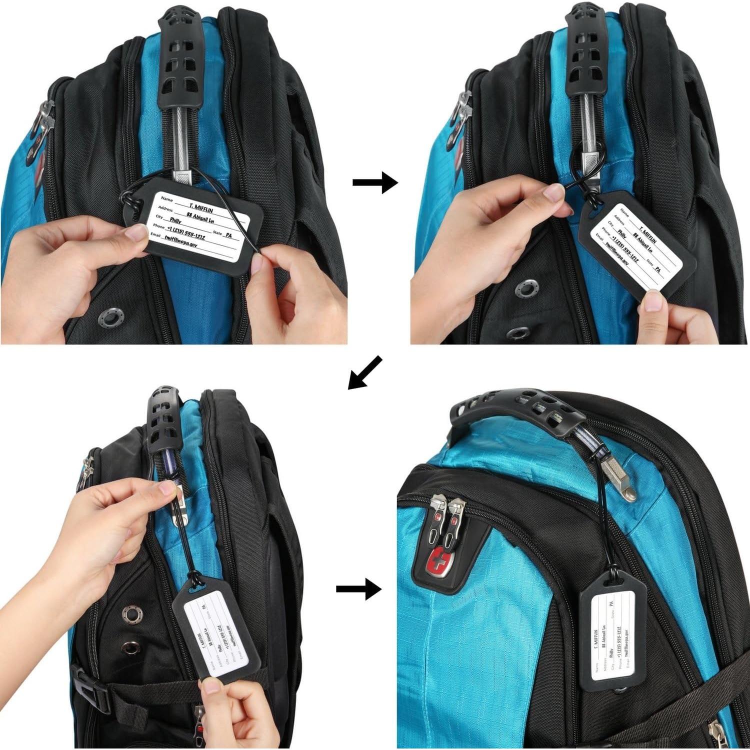 Etiquetas de Equipaje Mifflin Negras - 3 Piezas, PVC Resistente