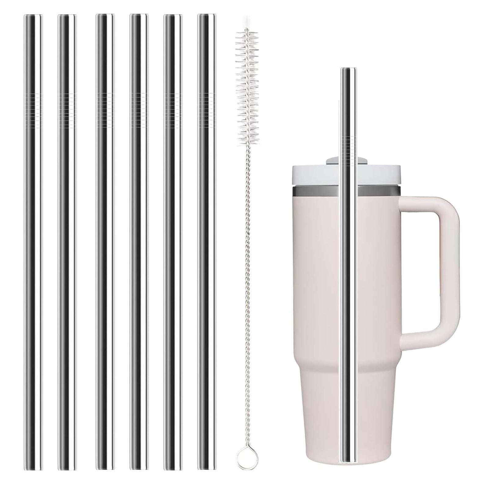 Juego de 6 Popotes de Acero Inoxidable Clakioom 30 cm Reutilizables