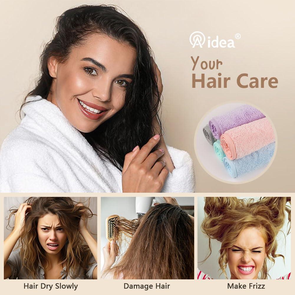 Toalla de Microfibra para Cabello AIDEA - Paquete de 5 Turbantes 66x25cm