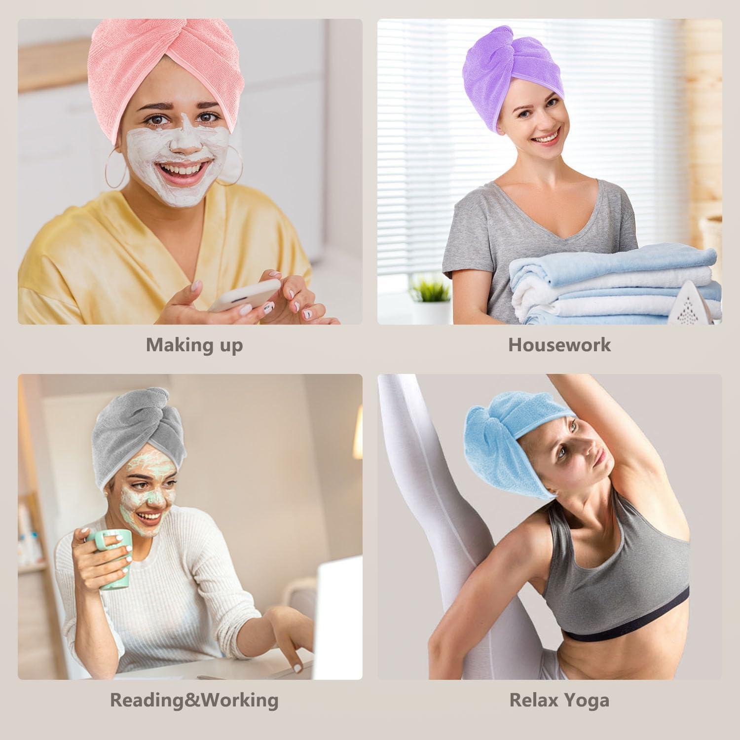 Toalla de Microfibra para Cabello AIDEA - Paquete de 5 Turbantes 66x25cm