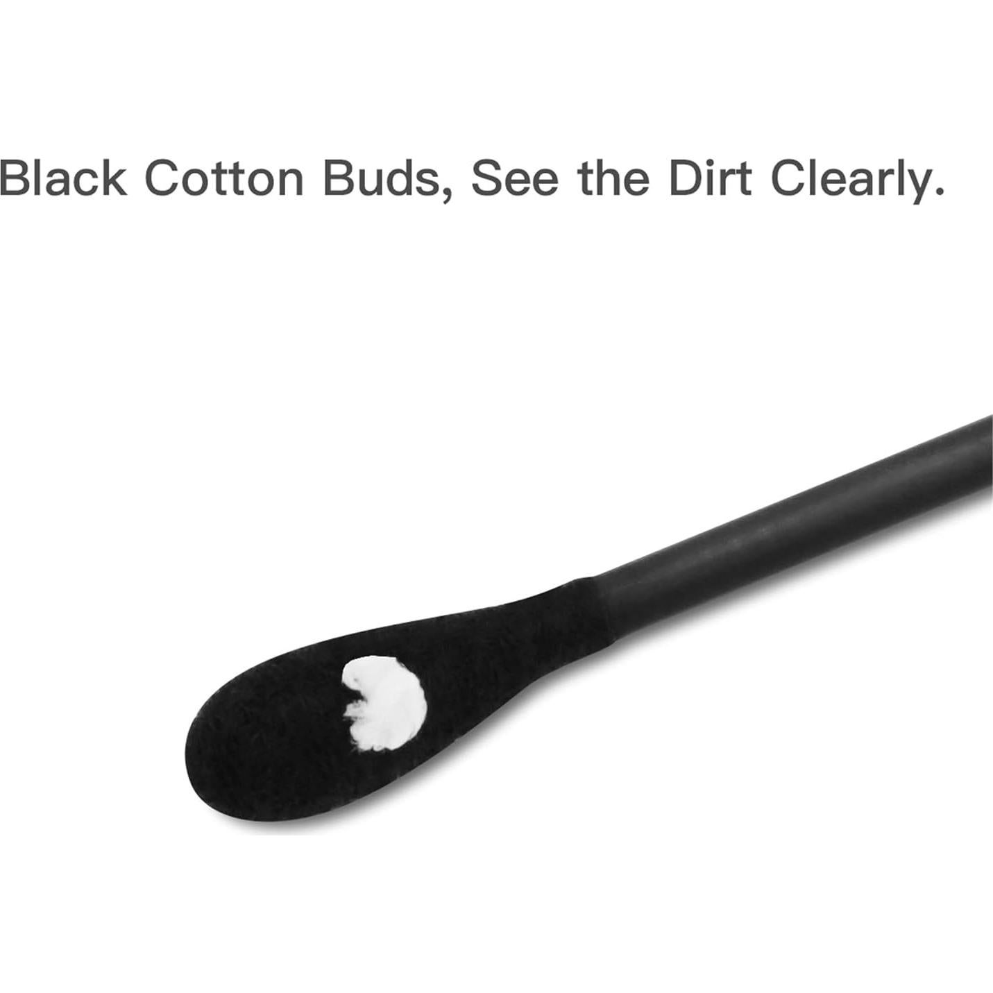 Bastones de Algodón Negros Tifanso - 200 Unidades Hipoalergénicos